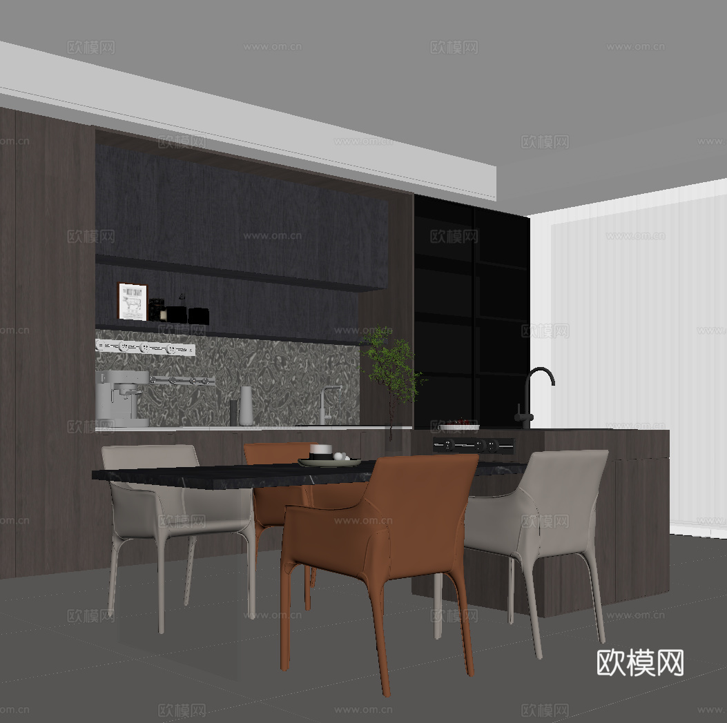 现代意式餐厅su模型