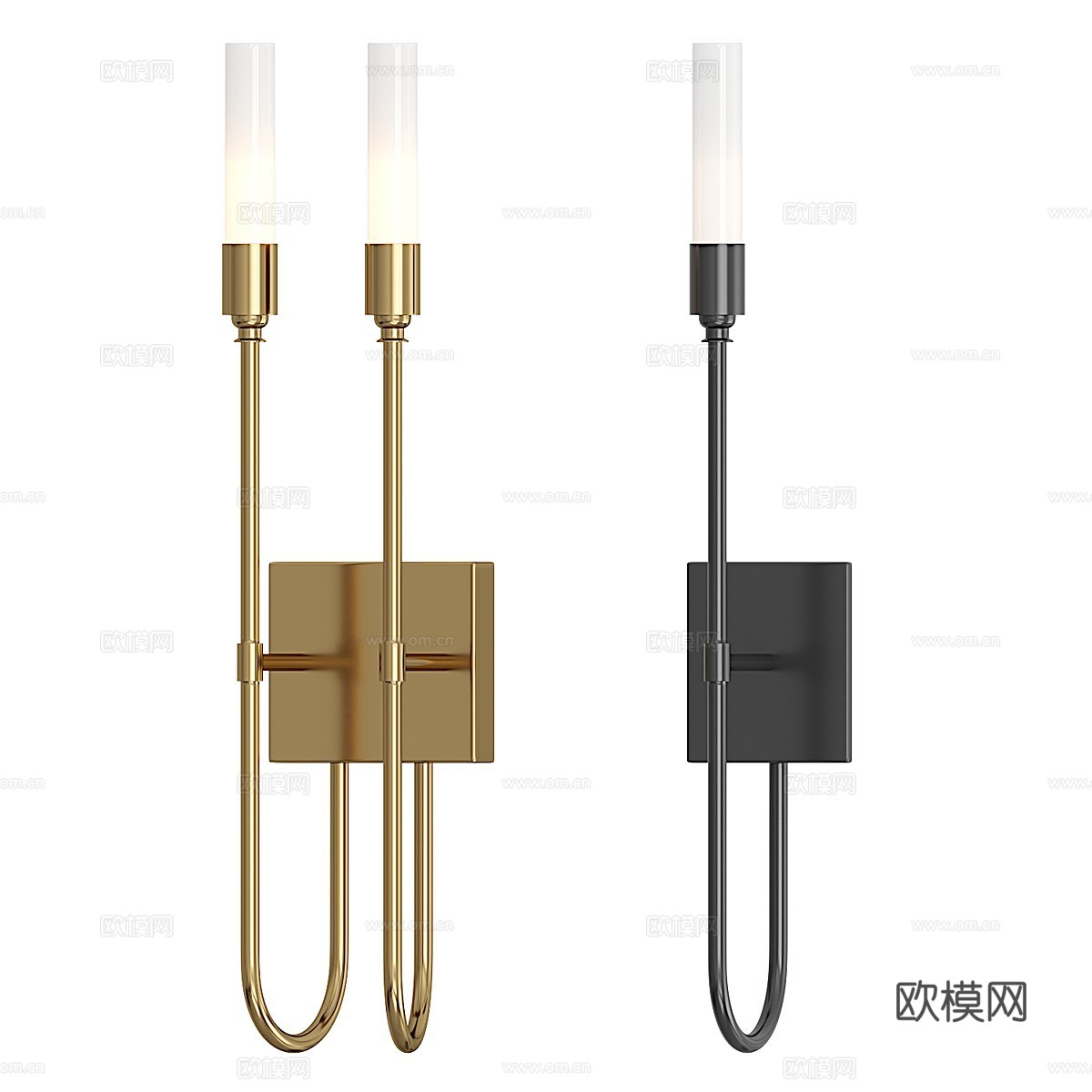 现代轻奢金属装饰壁灯3d模型下载（渲染图1）