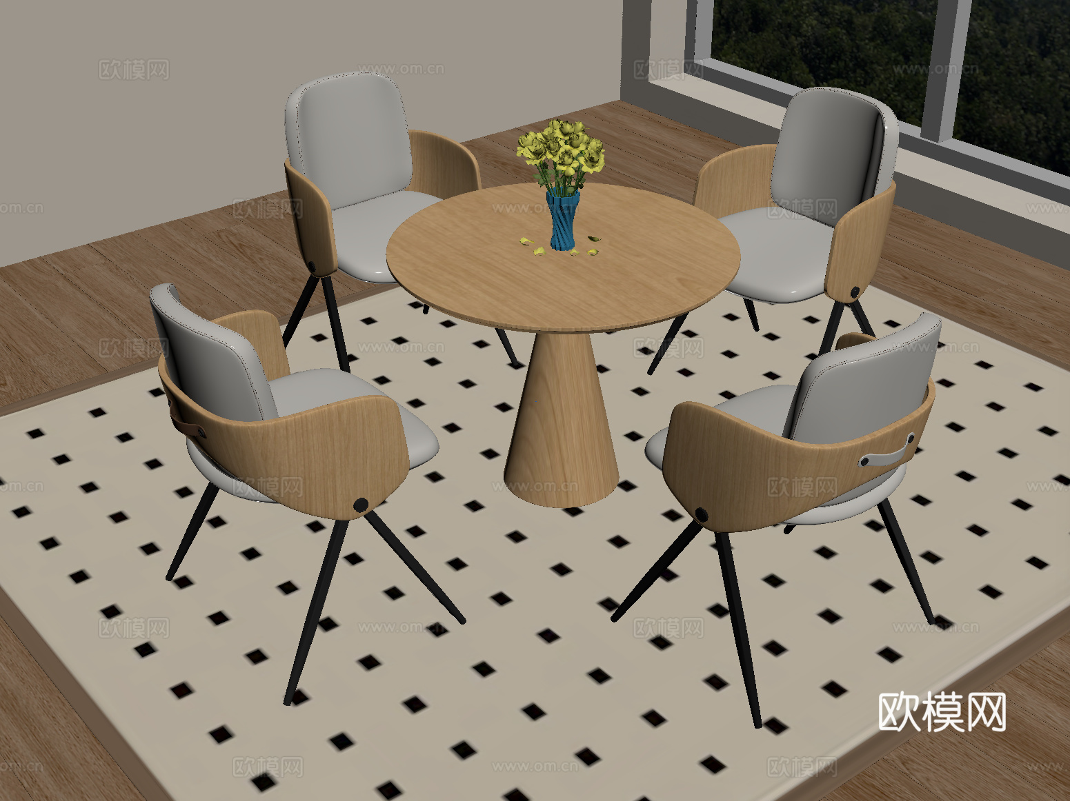 现代洽谈桌椅 休闲桌椅su模型