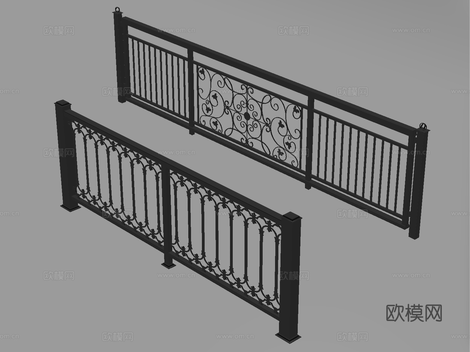 现代铁艺栏杆 护栏 围栏 防护栏 栏杆su模型