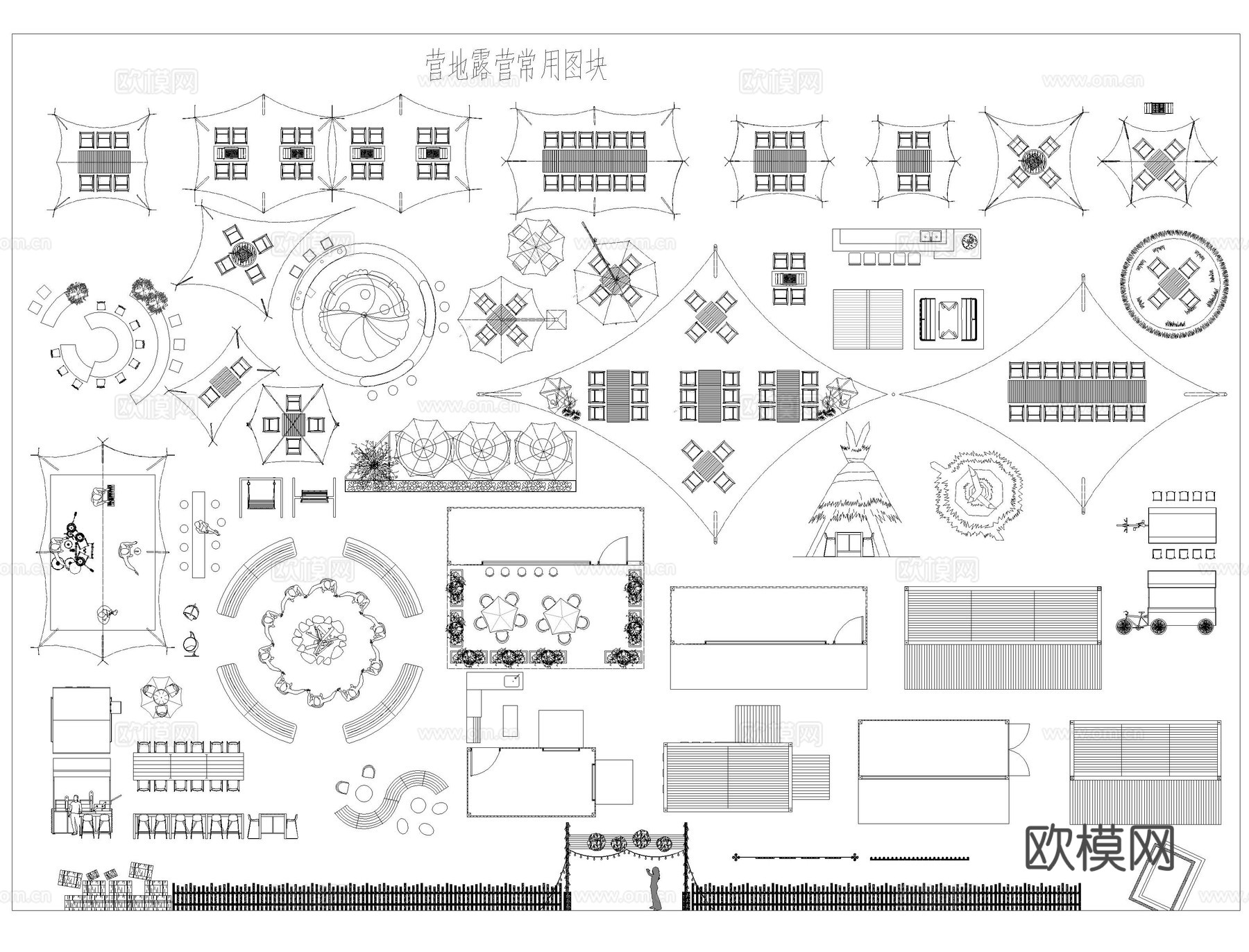 营地露营图块CADcad施工图