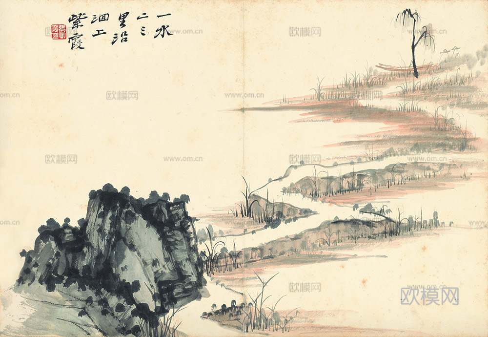 张大千绘画作品，中国近现代水墨画，写意水墨画15