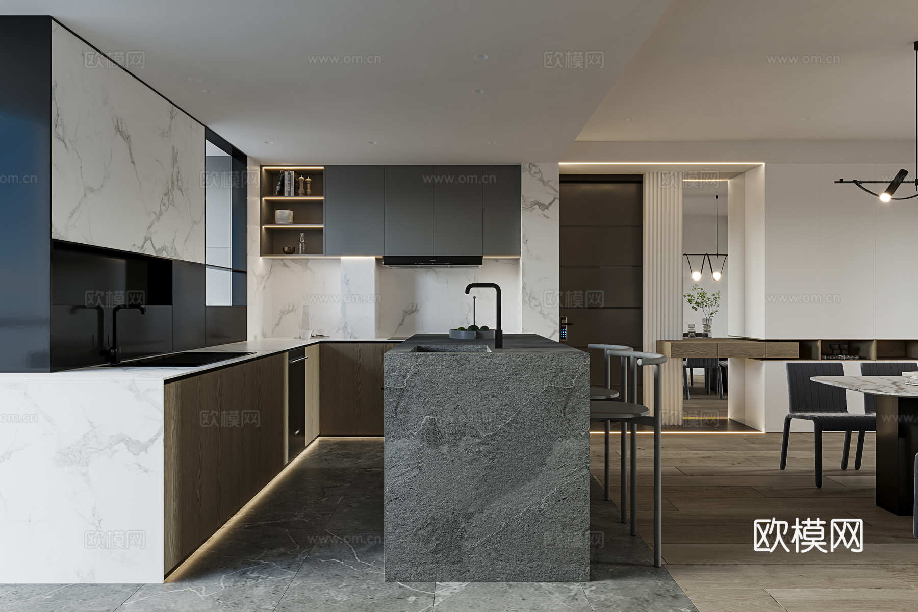 轻奢大平层 样板间 最新全套施工图 效果图合集cad施工图