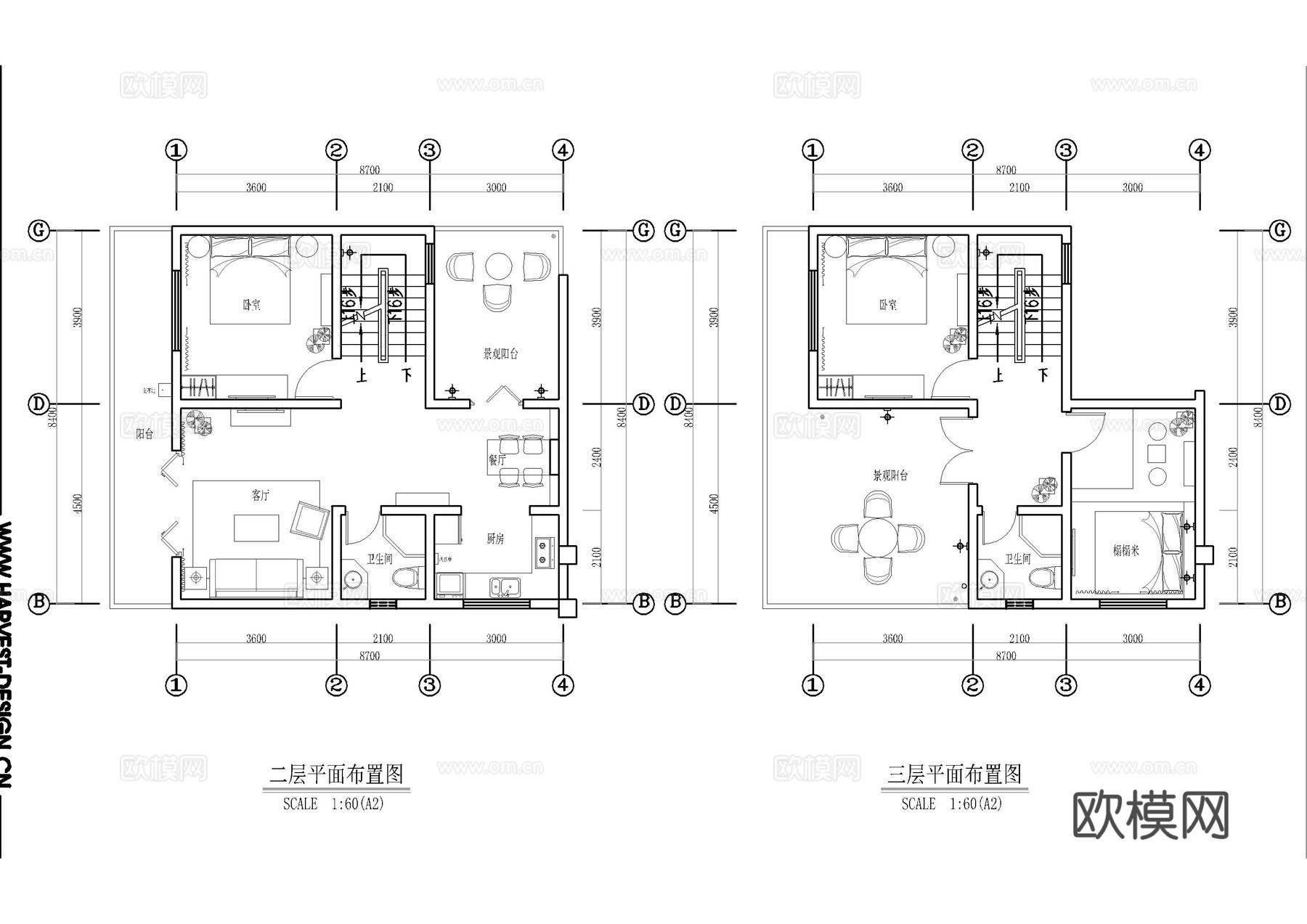 山堡村度假民宿施工图cad施工图