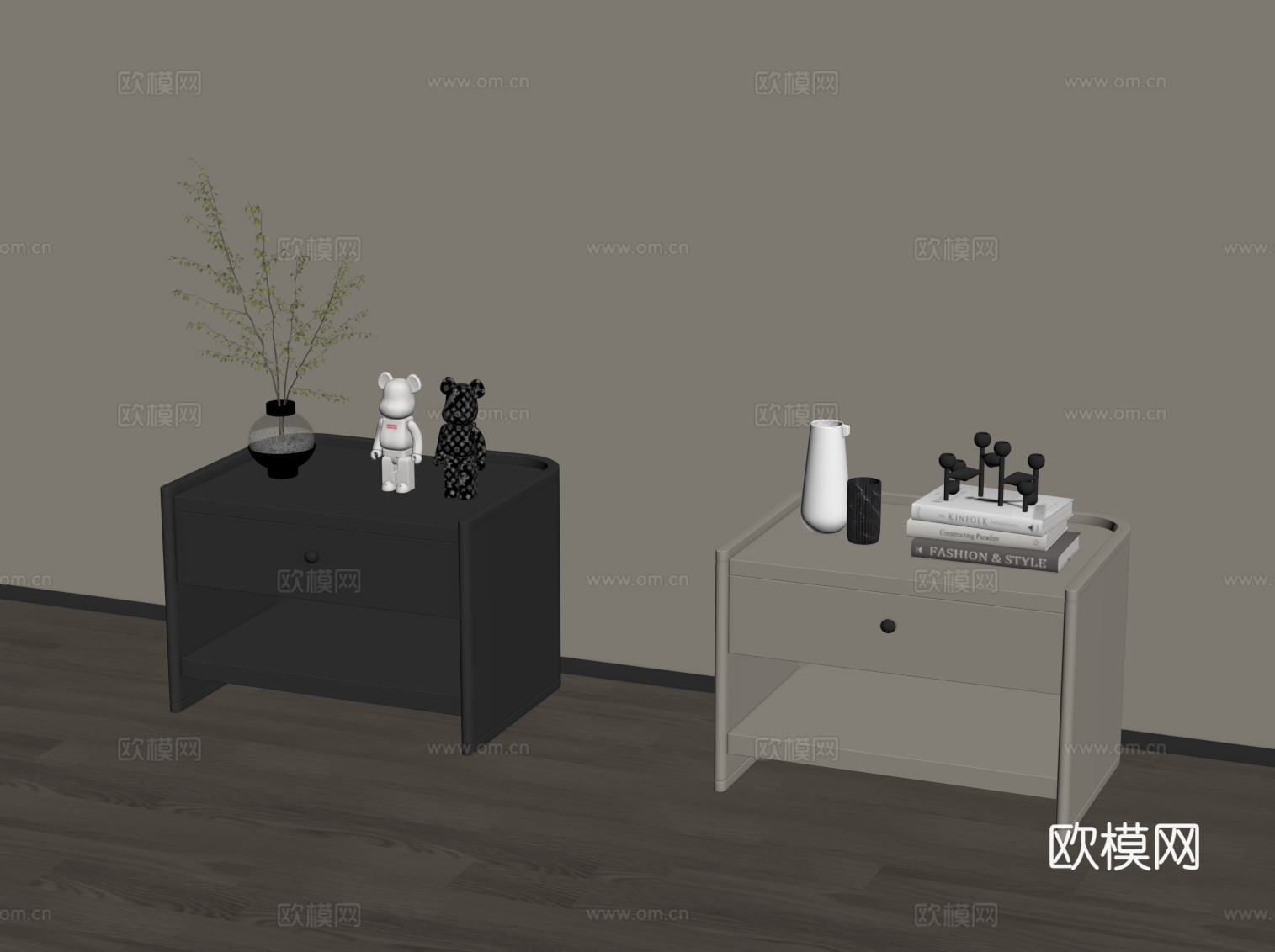 现代床头柜su模型
