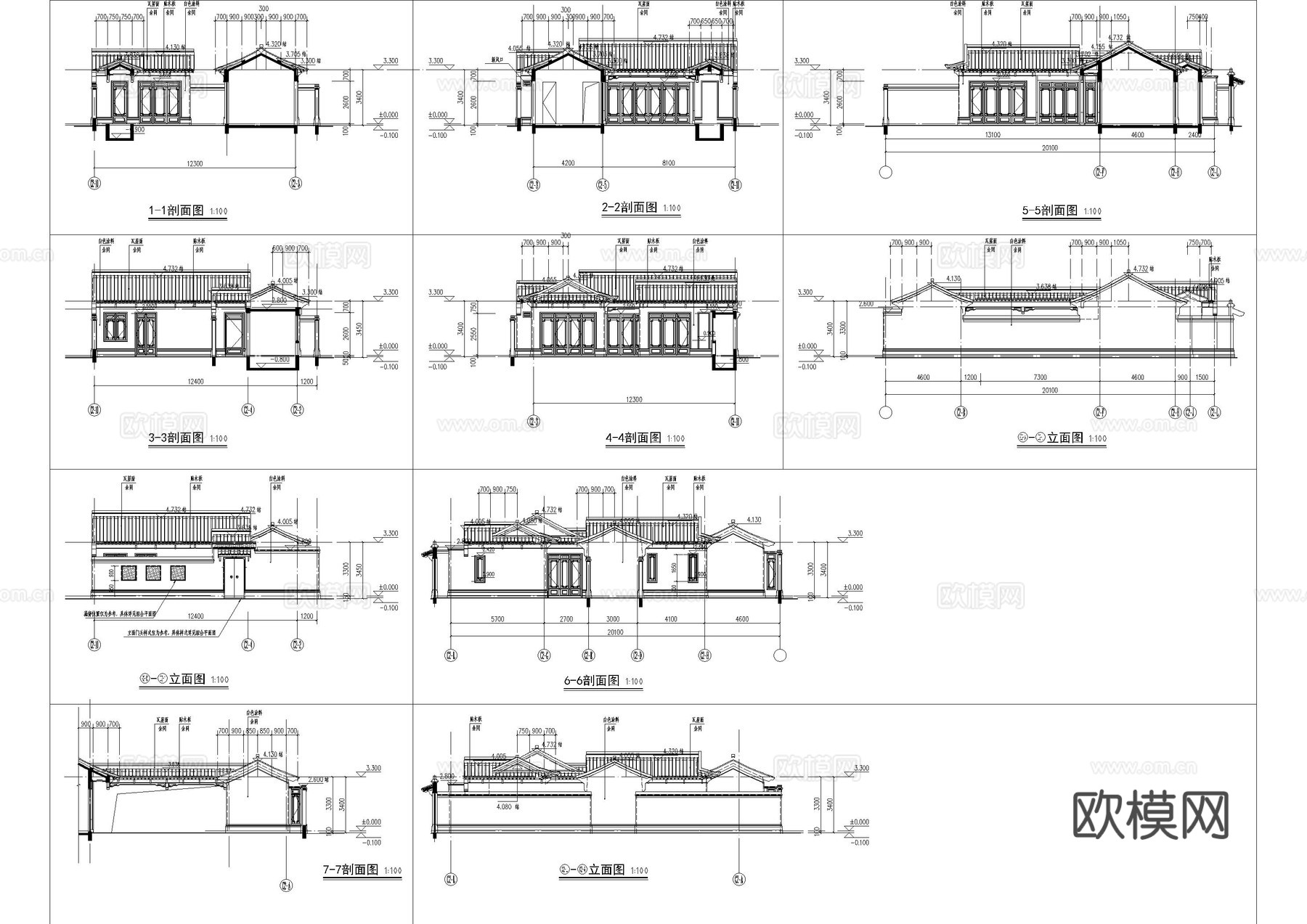 单层民宿建筑施工图cad施工图