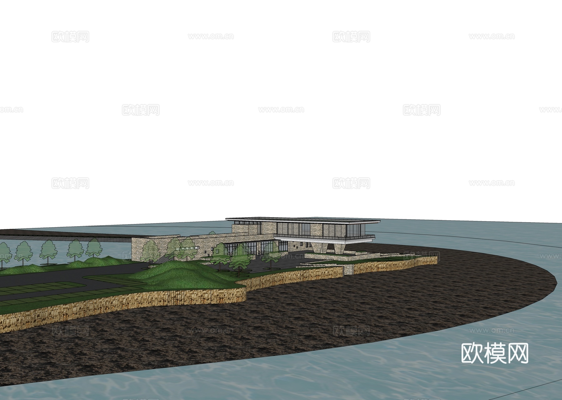 现代游客中心  游客驿站建筑su模型