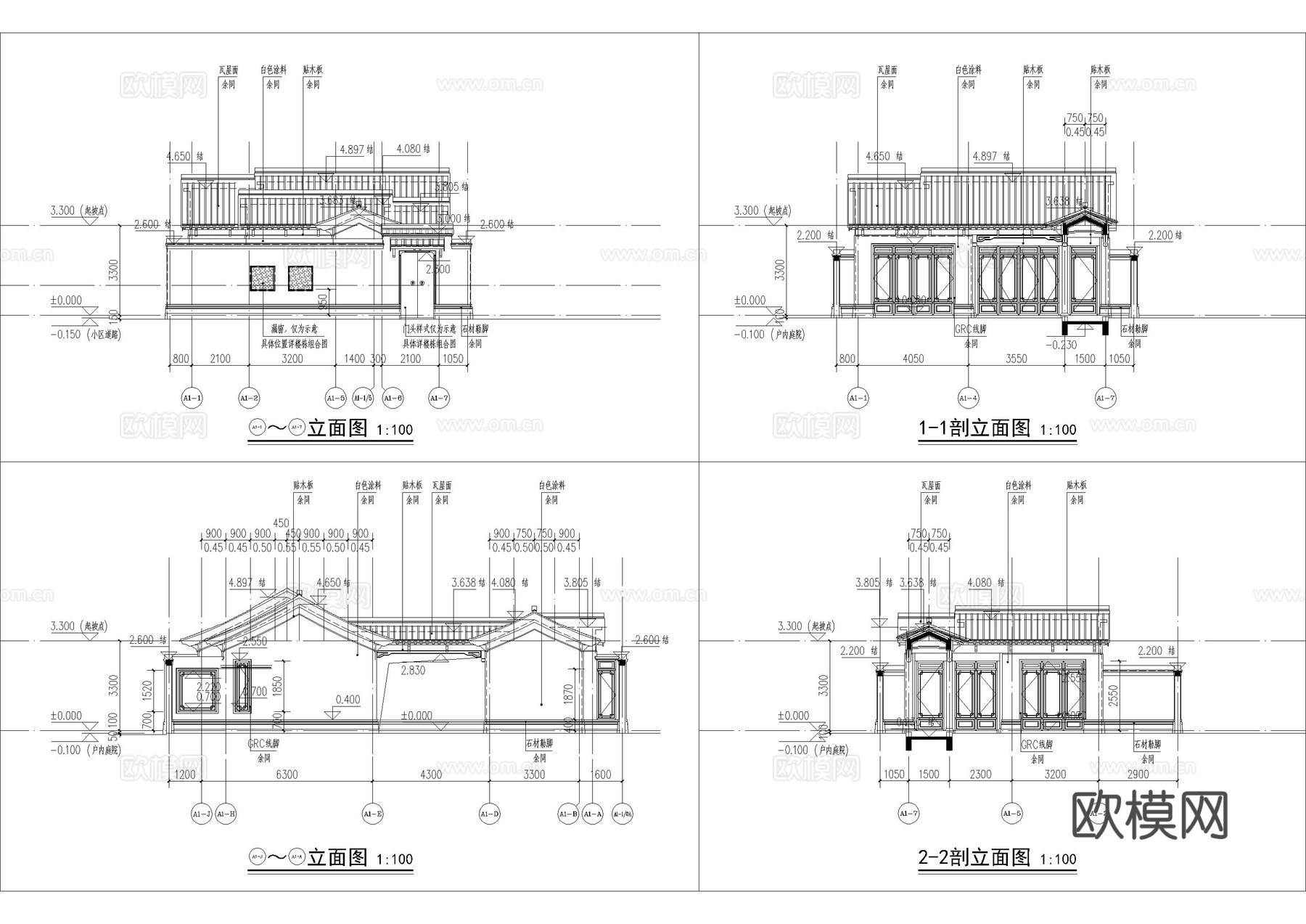 桃李春风民宿建筑施工图cad施工图