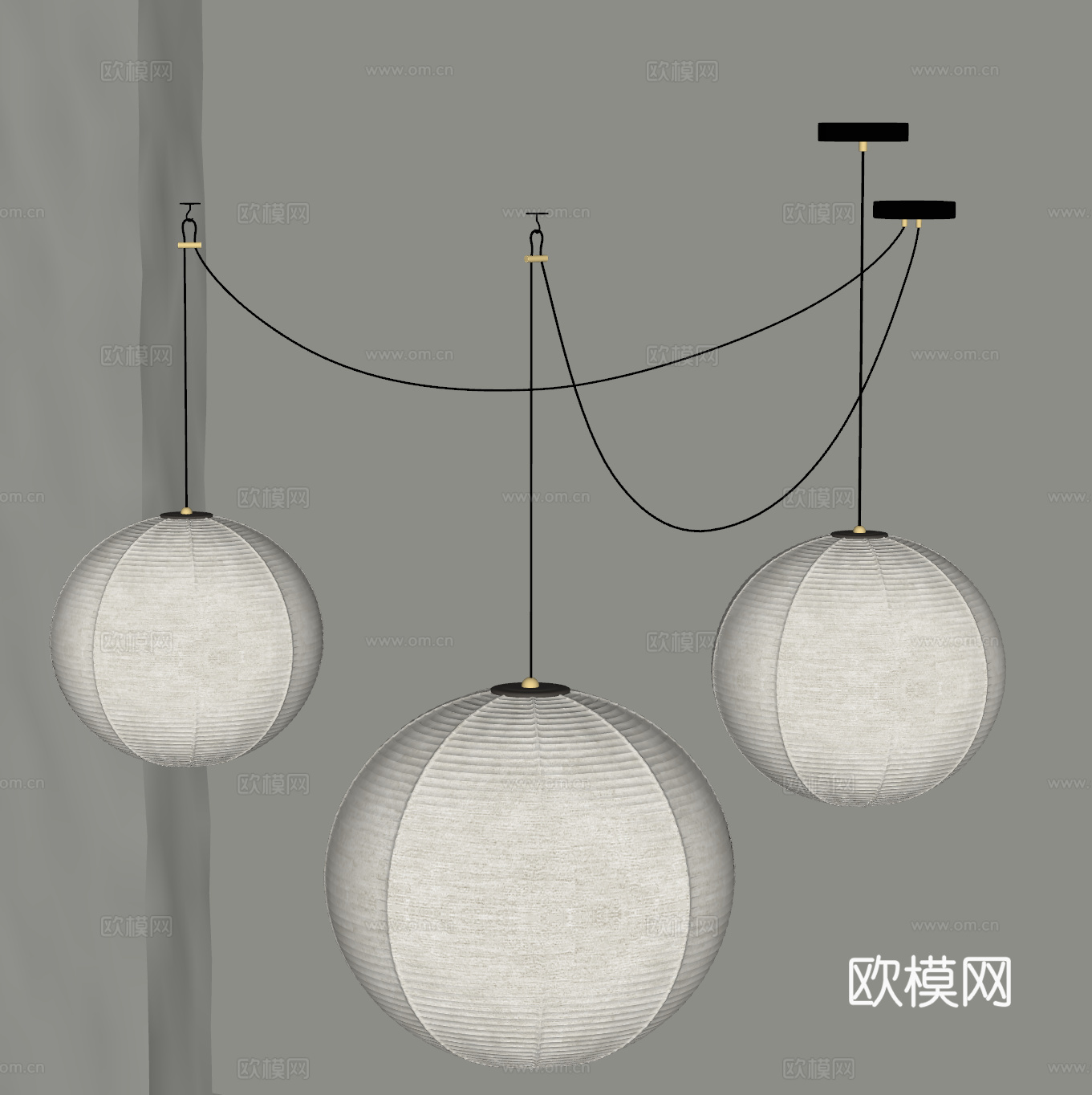 侘寂日式吊灯 野口勇吊灯 纸质吊灯 客厅吊灯 餐厅吊灯su模型