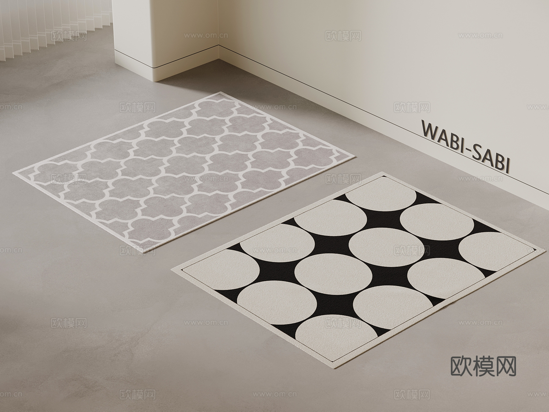 现代中古风地毯 方形地毯su模型