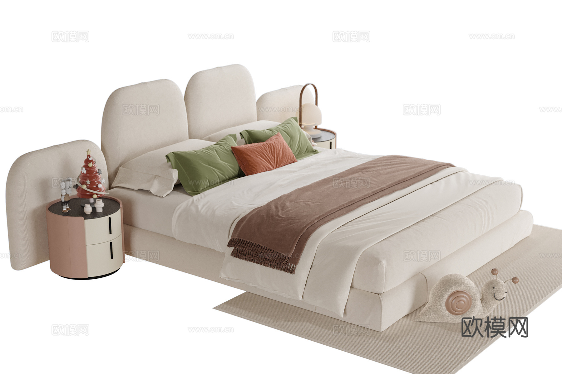 现代儿童床 儿童床头柜su模型