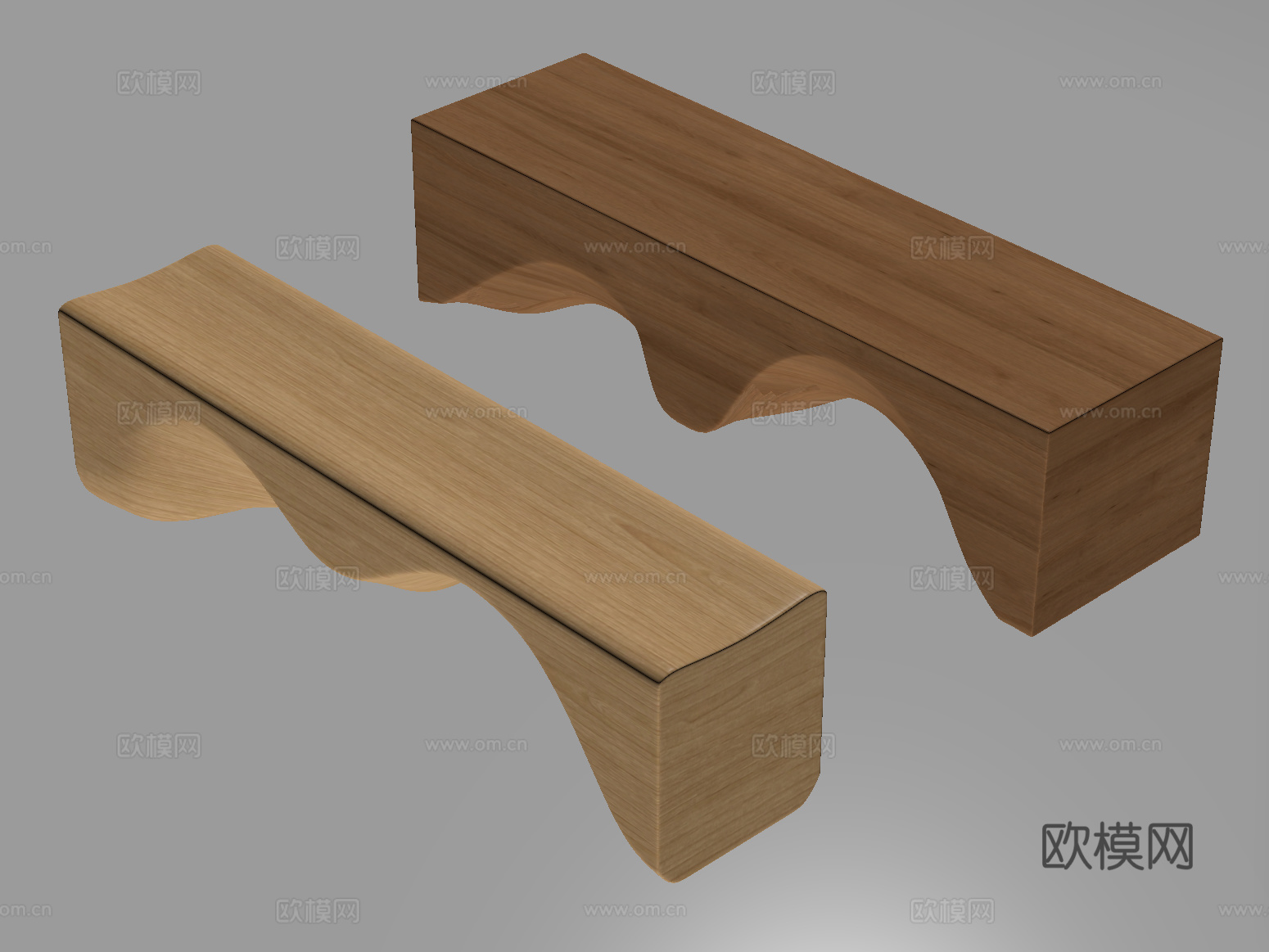现代户外椅 公共座椅 休闲长凳 实木长凳su模型