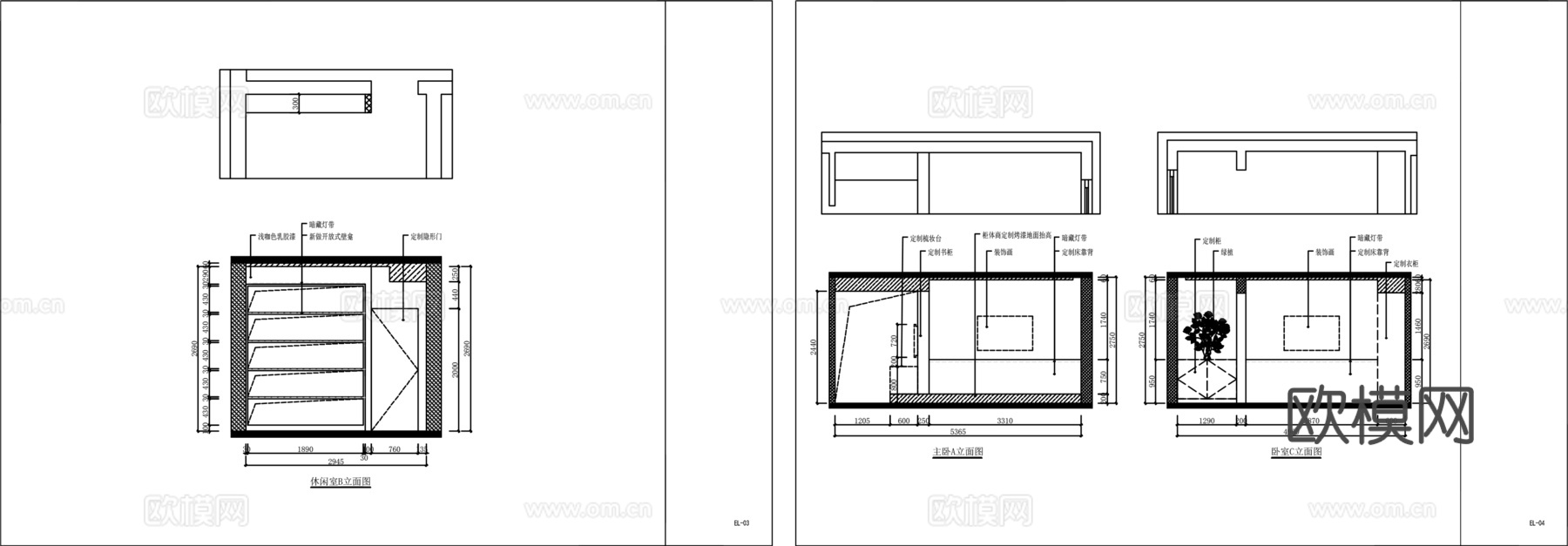 148平四室两厅极简家装cad施工图