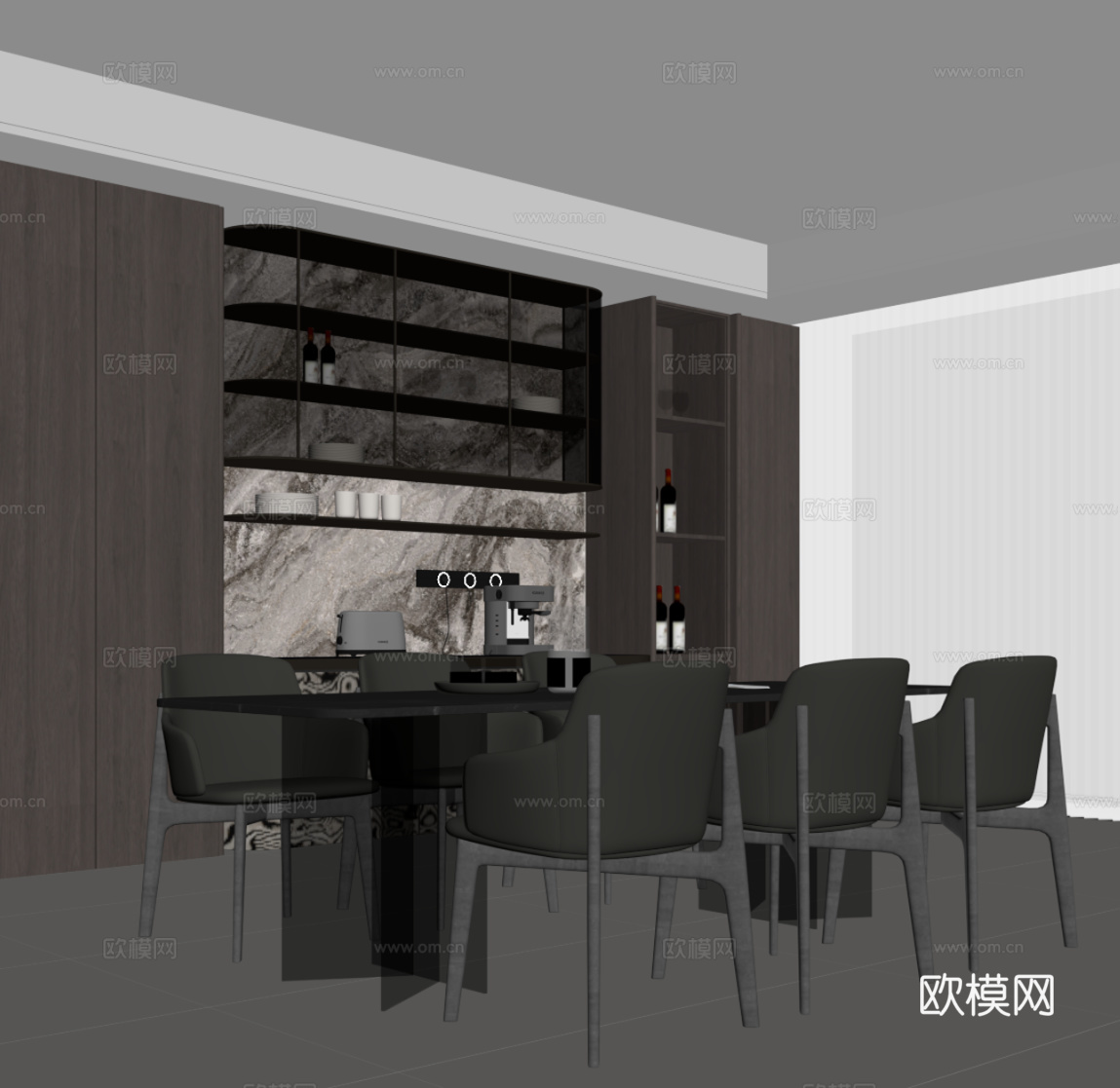 意式餐厅su模型