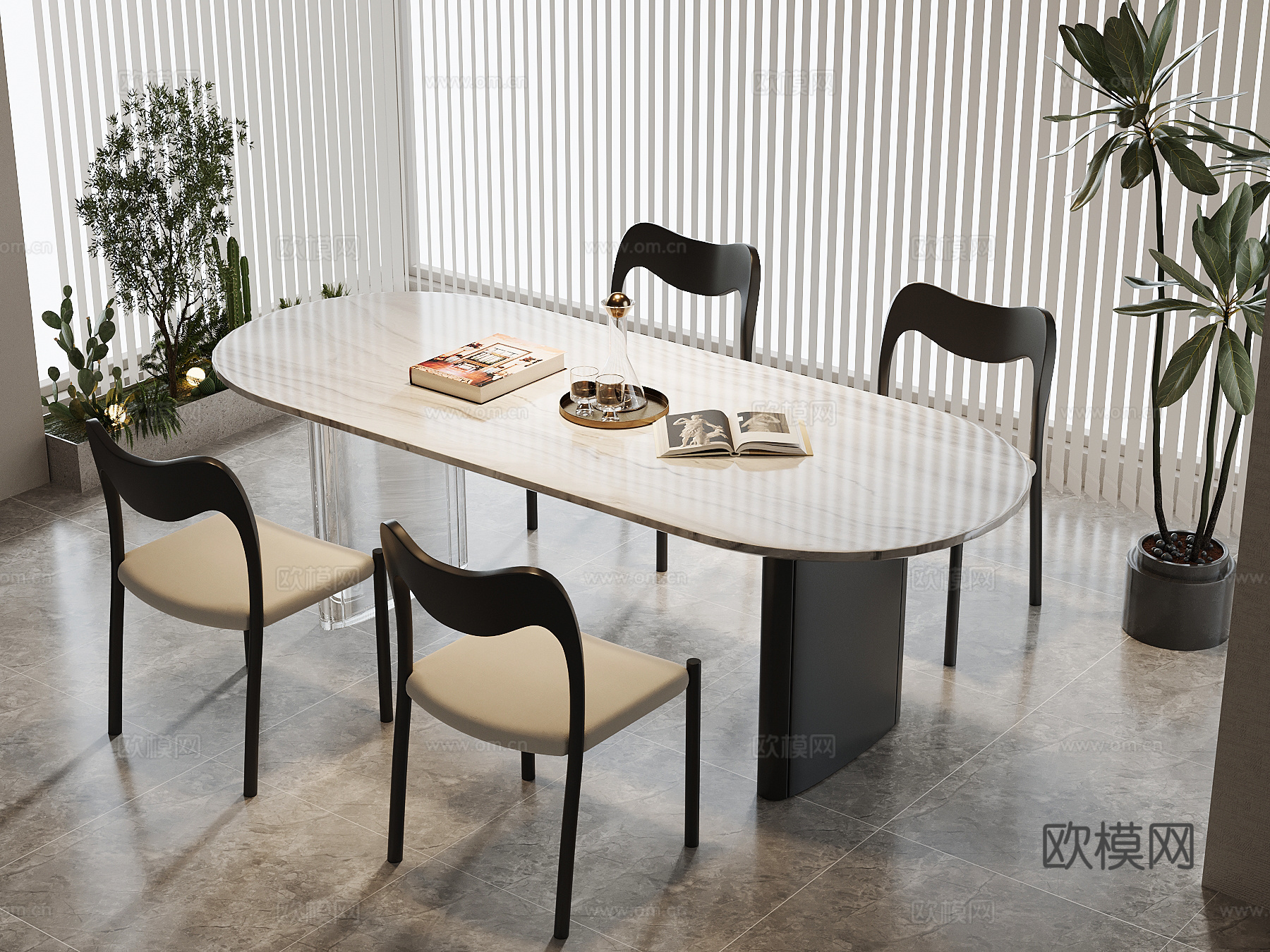 现代餐桌椅su模型