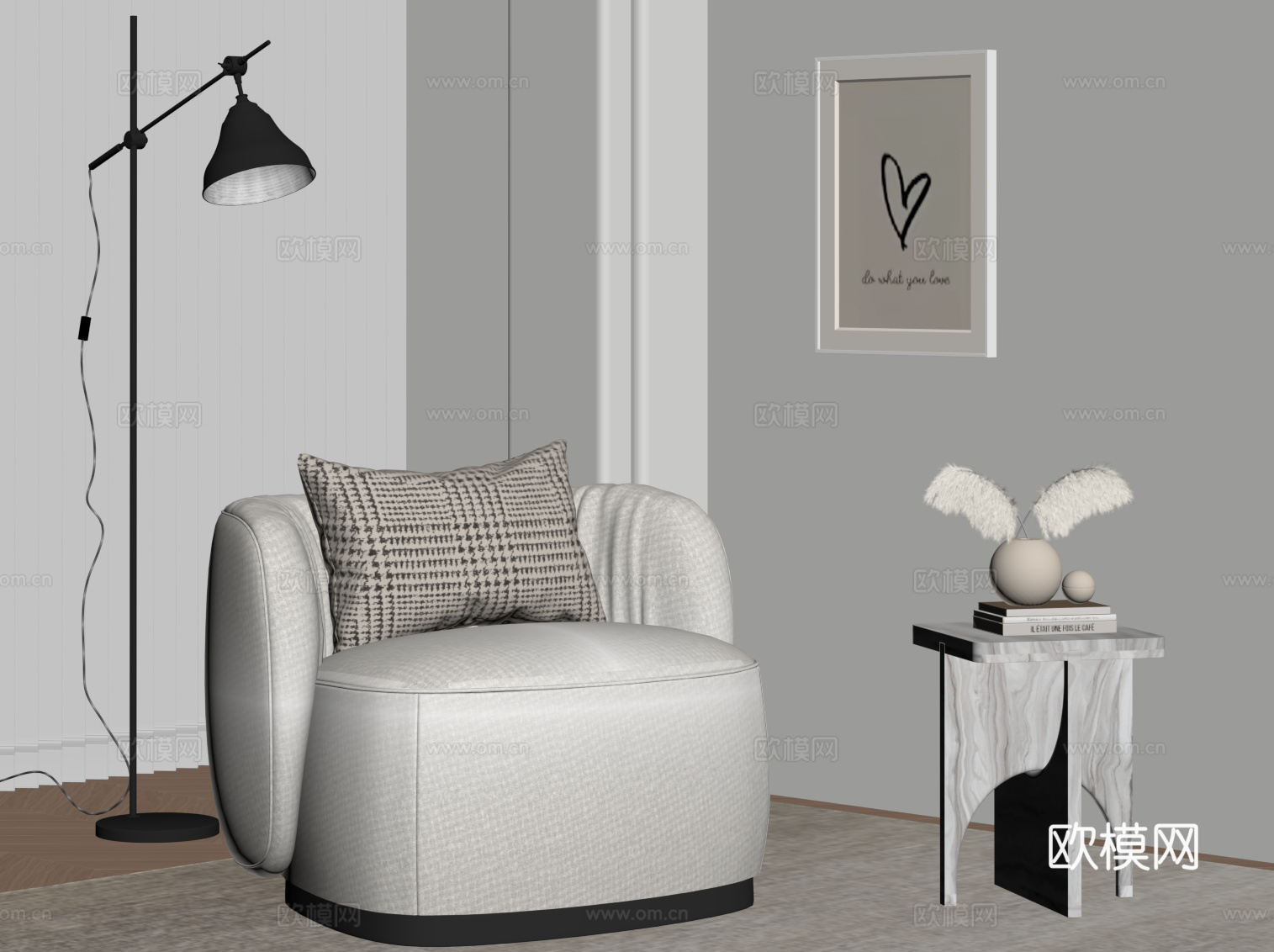 现代单人沙发 休闲沙发su模型