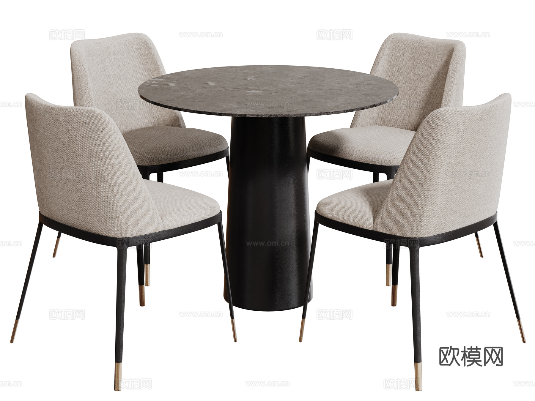 现代奶油风桌椅组合 餐桌组合 洽谈桌椅 圆桌 休闲桌椅su模型
