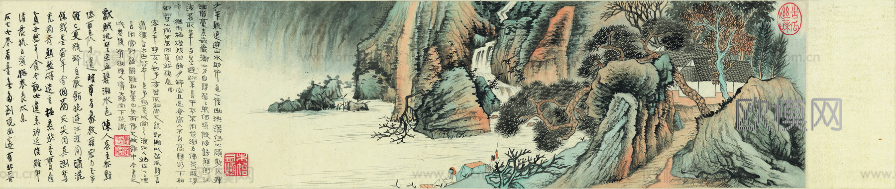 张大千绘画作品，中国近现代水墨画，写意水墨画仿石涛山水纸本