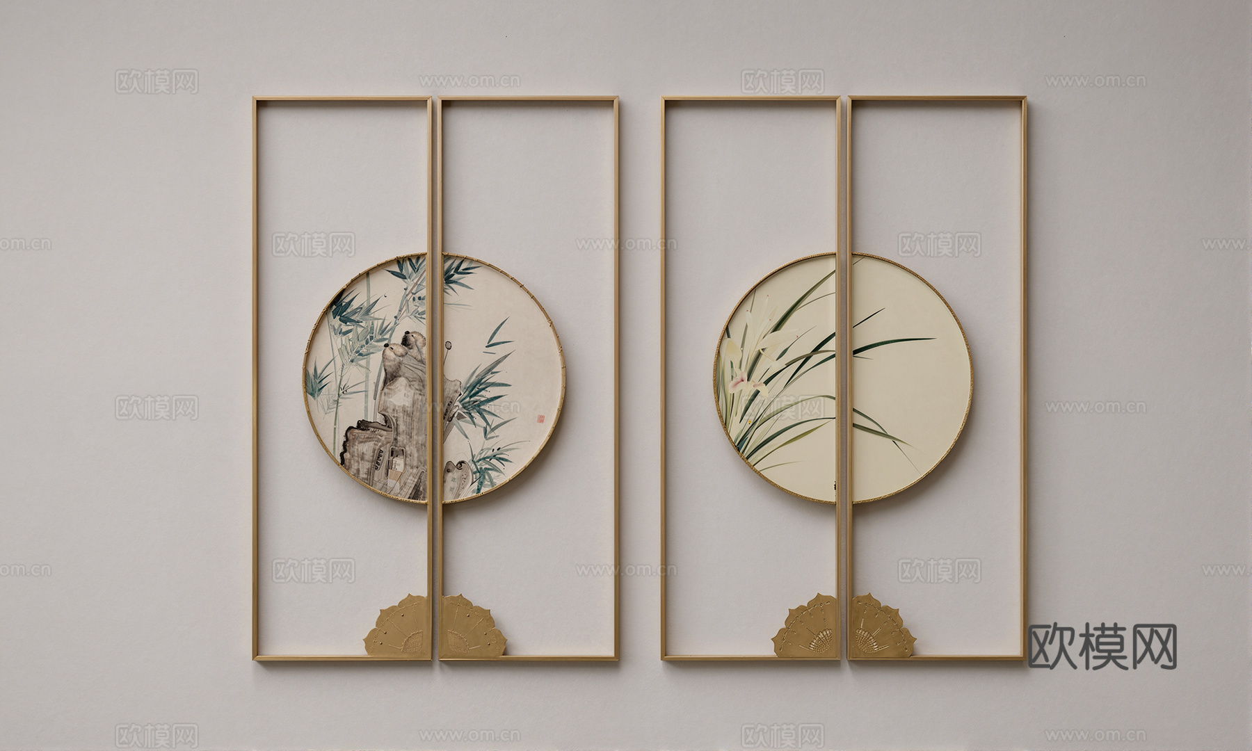 新中式挂画su模型