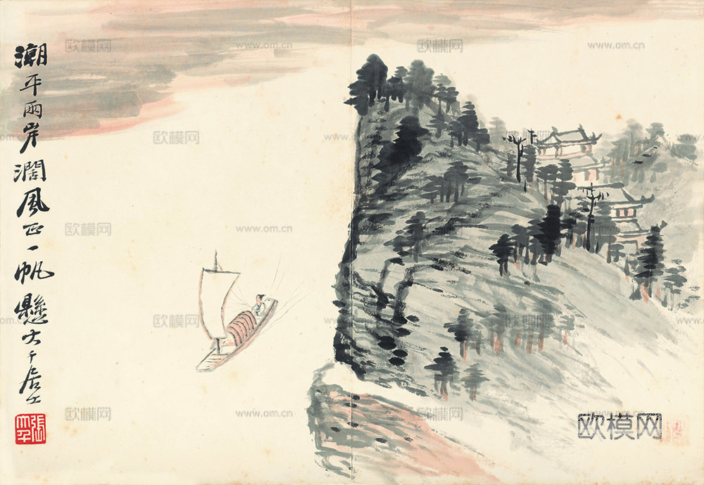 张大千绘画作品，中国近现代水墨画，写意水墨画23