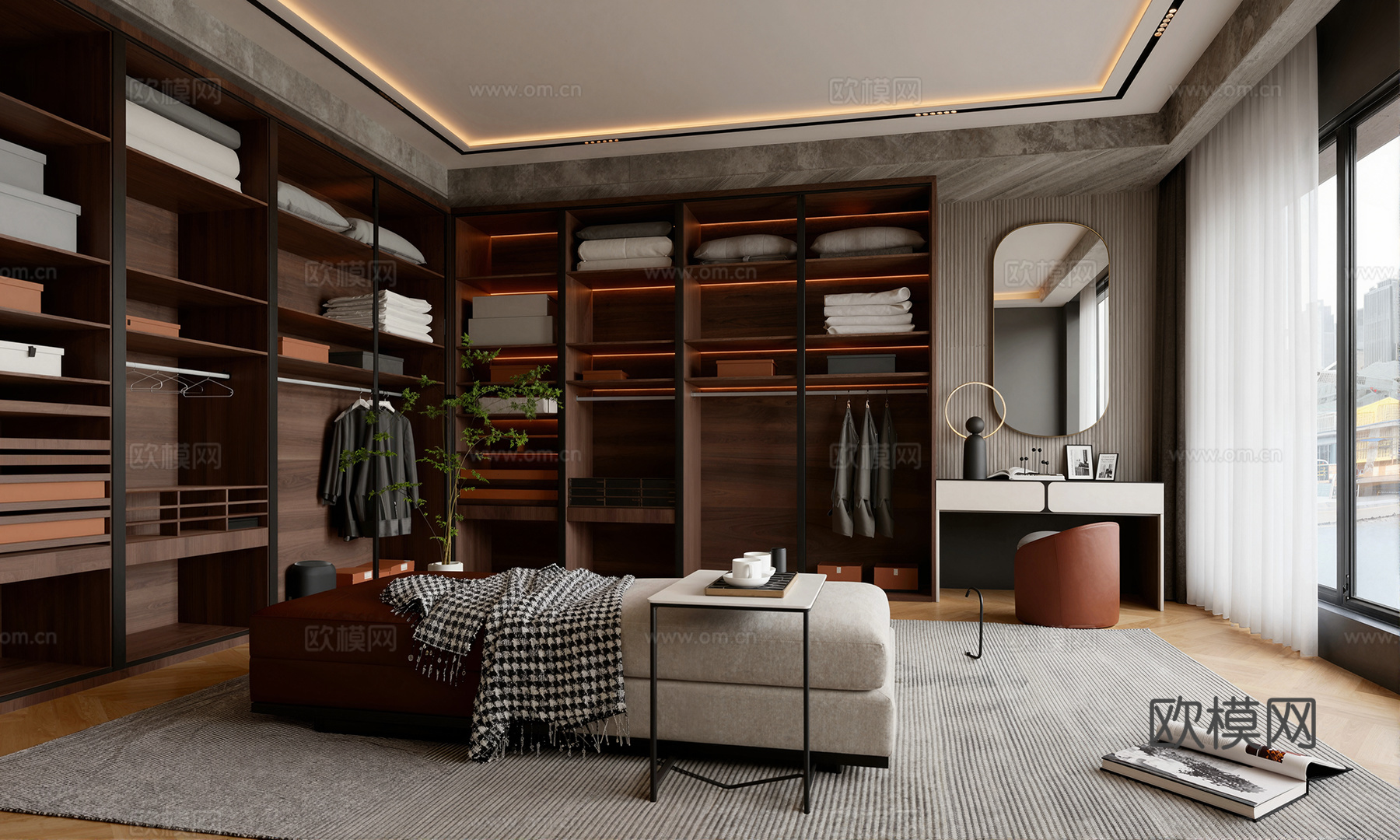 现代衣帽间su模型