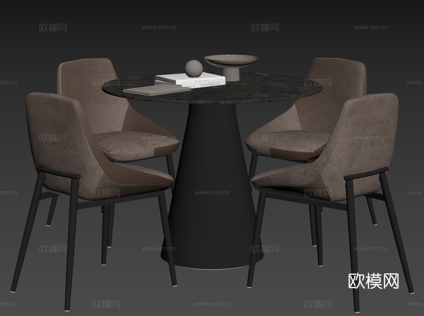 现代轻奢桌椅组合 餐桌组合 洽谈桌椅 圆桌 休闲桌椅su模型