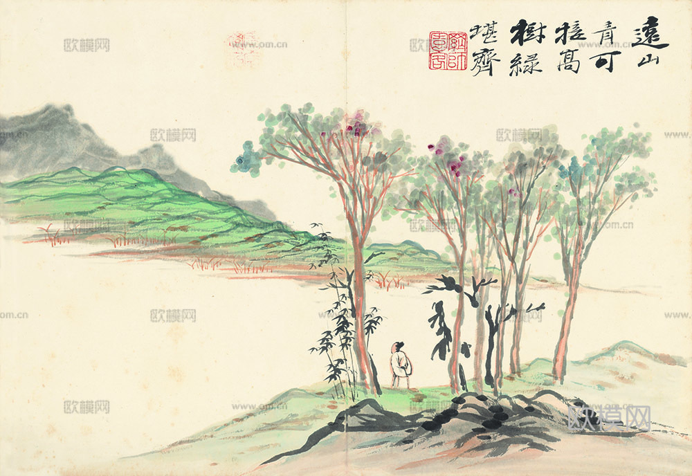 张大千绘画作品，中国近现代水墨画，写意水墨画24