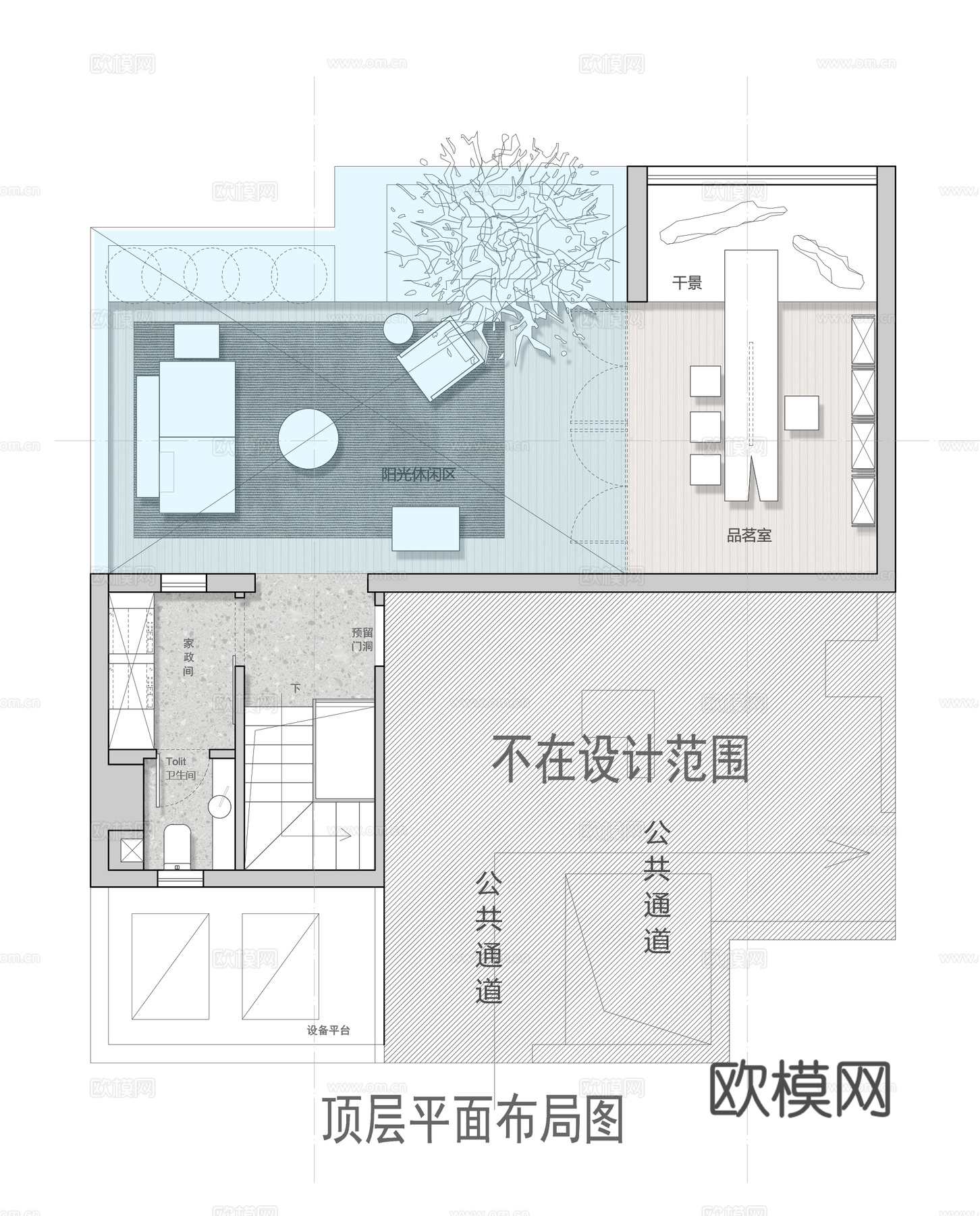 270㎡复式平面方案 彩平图cad施工图