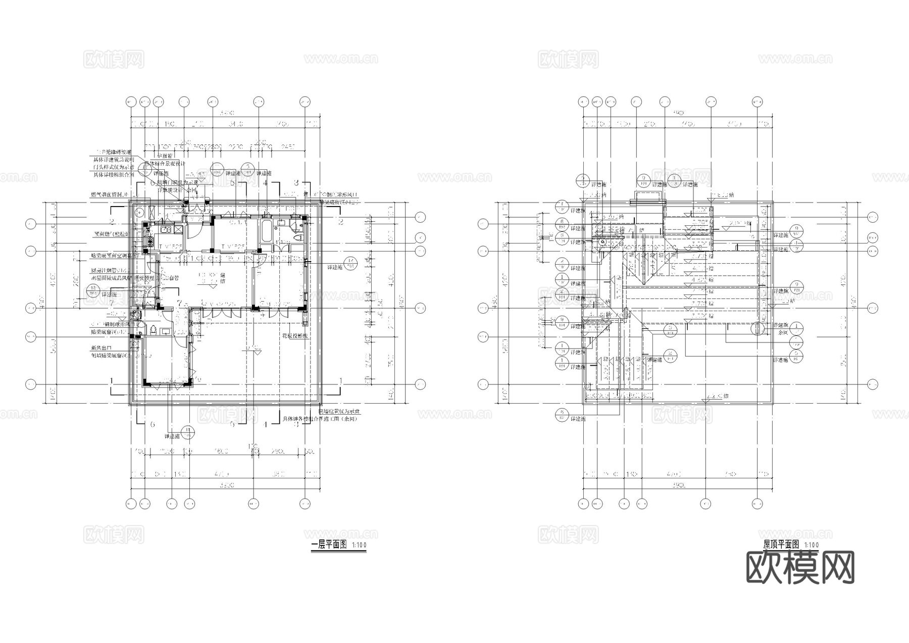 单体民宿建筑施工图cad施工图