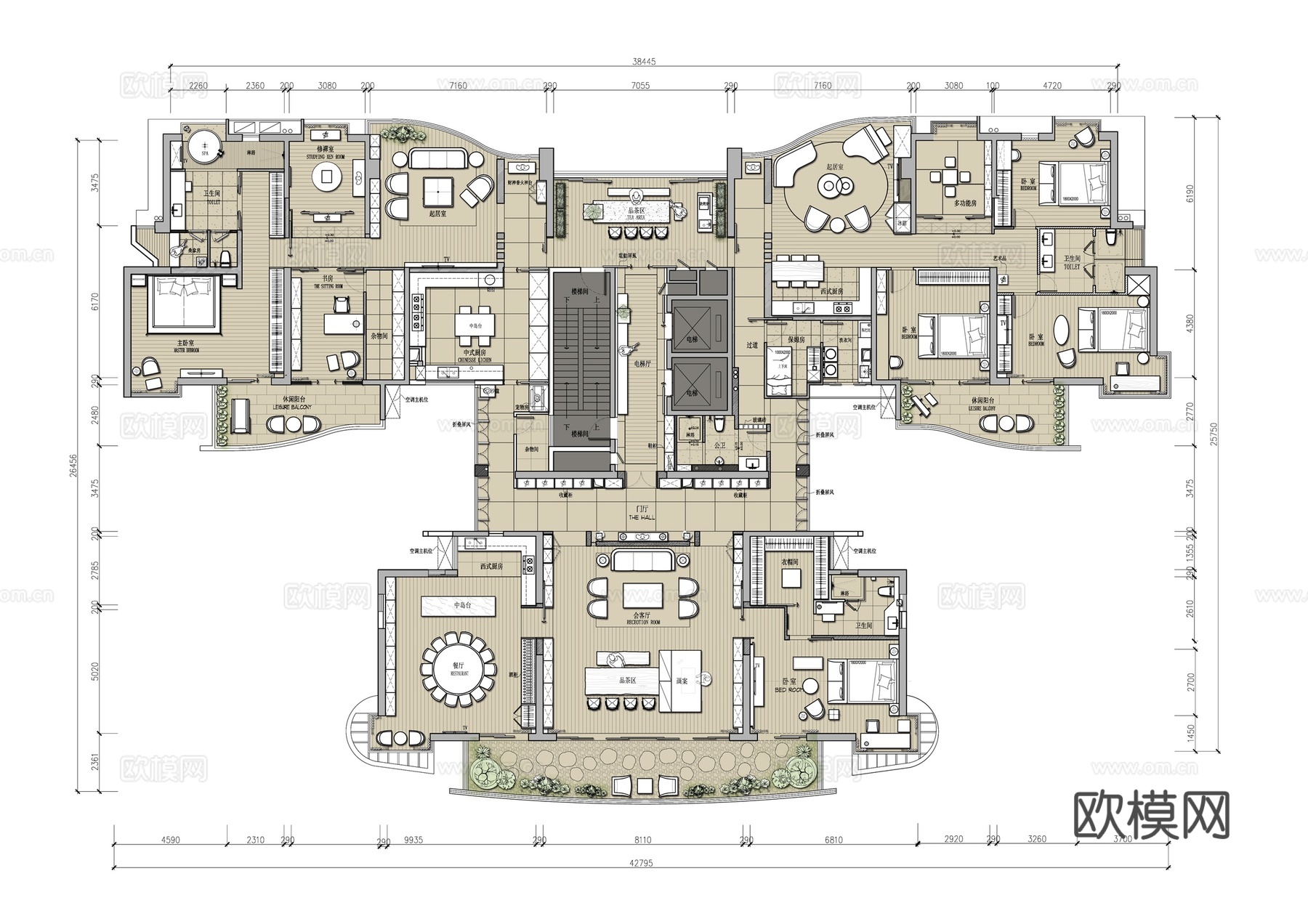 大梧桐山民宿施工图cad施工图下载（渲染图1）