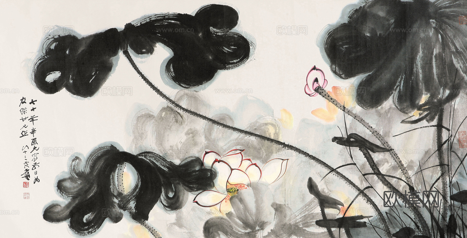 张大千绘画作品，中国近现代水墨画，写意水墨画41