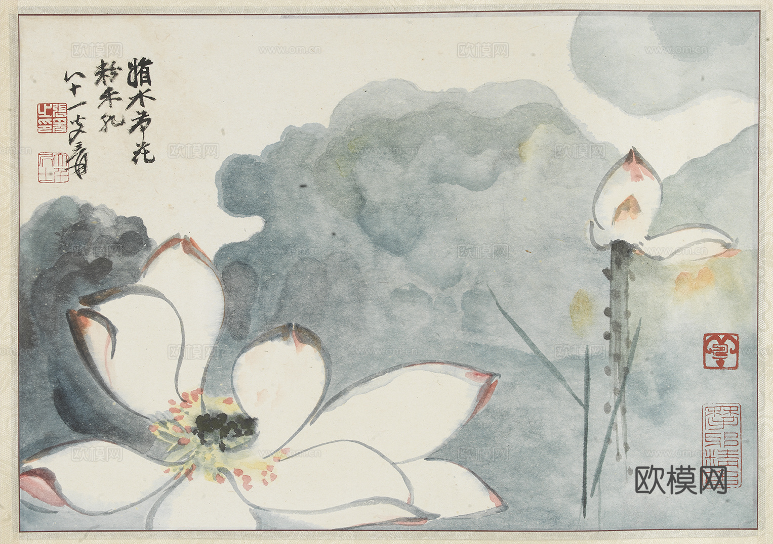 张大千绘画作品，中国近现代水墨画，写意水墨画6