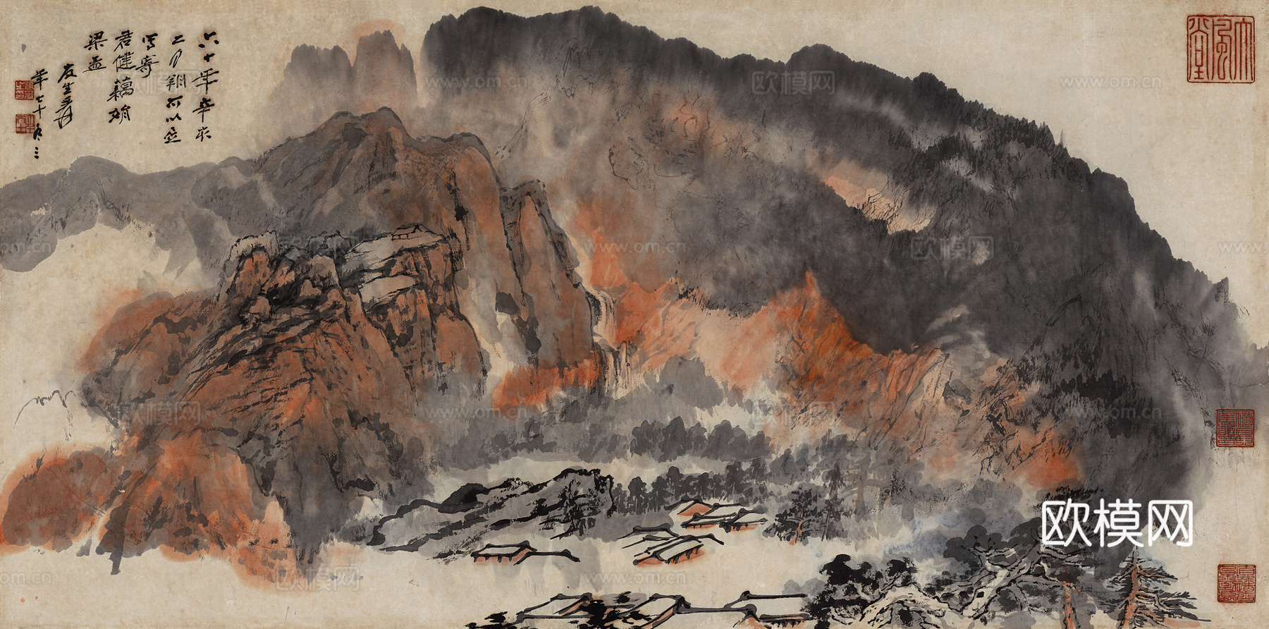 张大千绘画作品，中国近现代水墨画，写意水墨画六十年