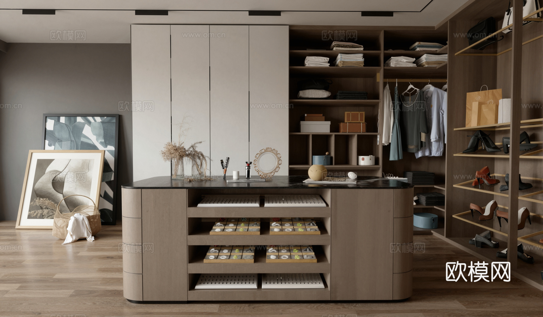 现代衣帽间su模型