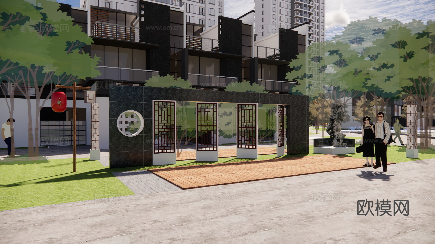 水池 阳光房 微景观 露台 造景 屋顶花园 水景 景观su模型