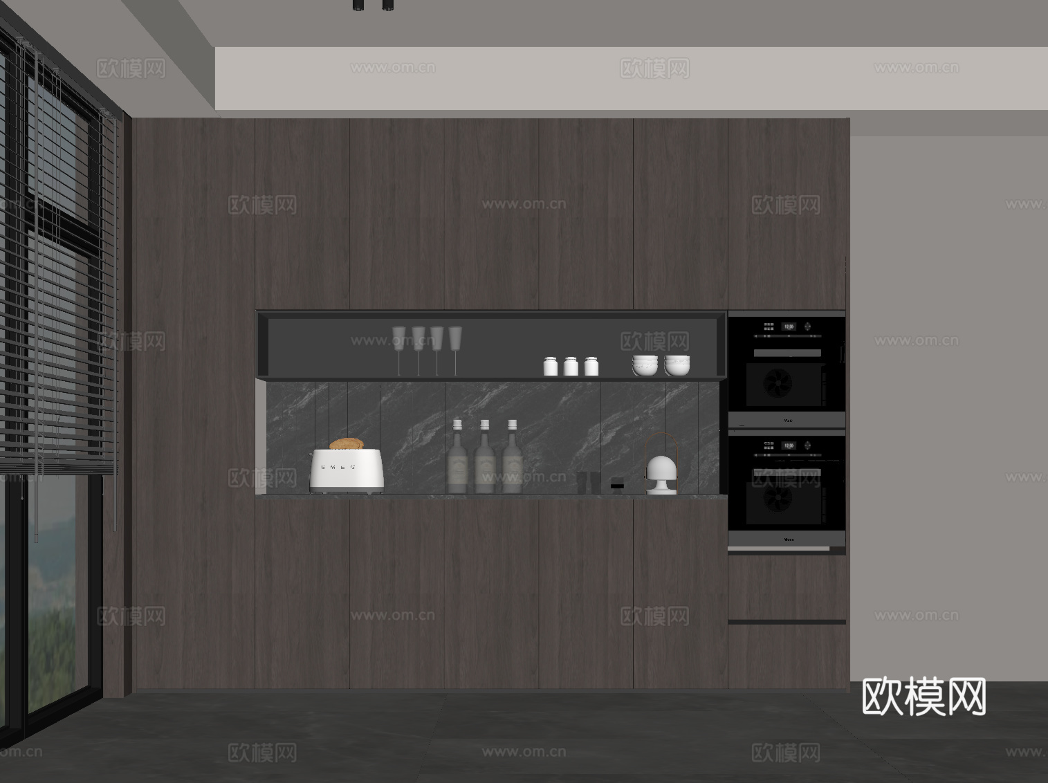 现代餐边柜 橱柜su模型