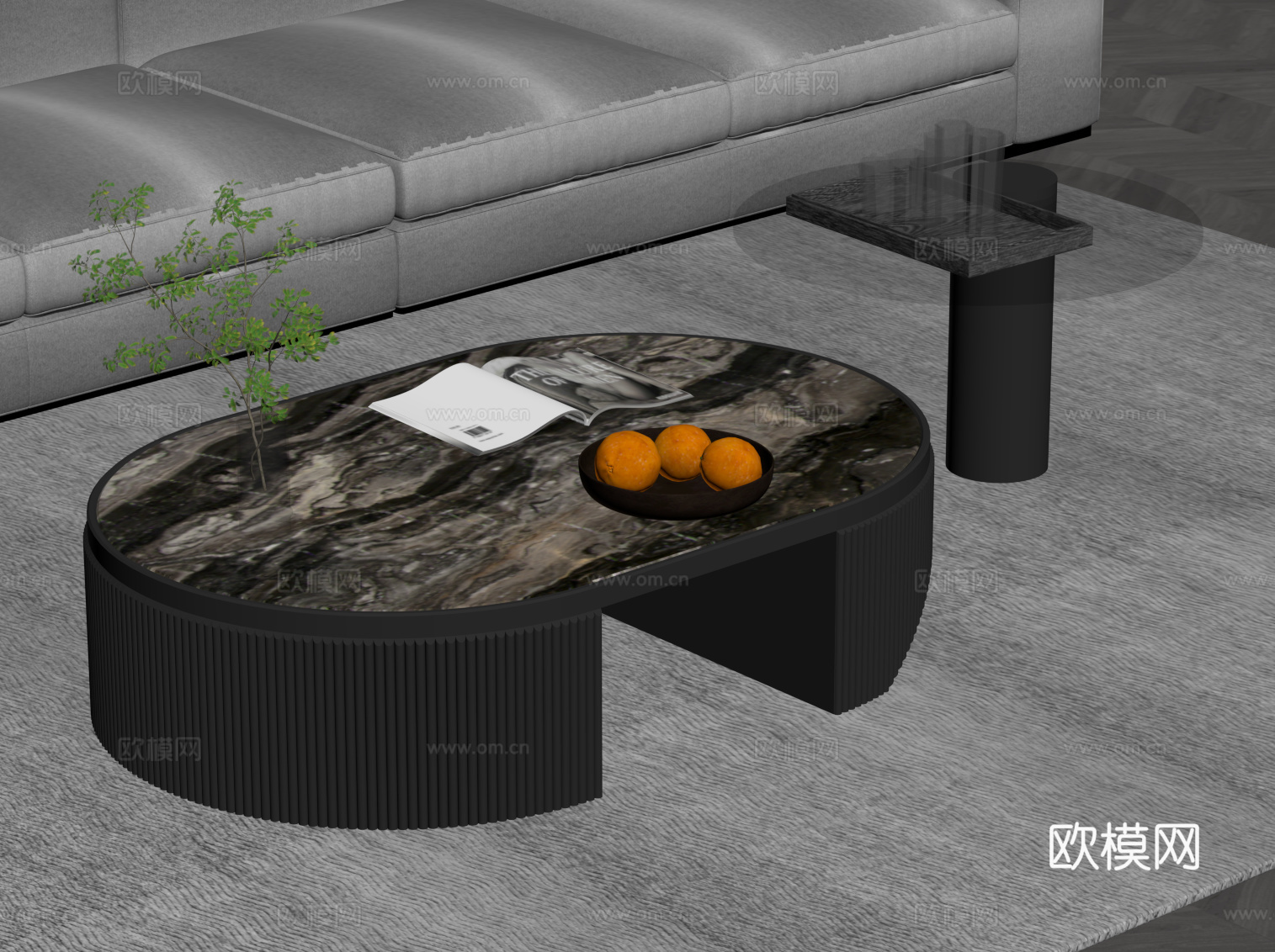 现代意式茶几 子母组合茶几su模型