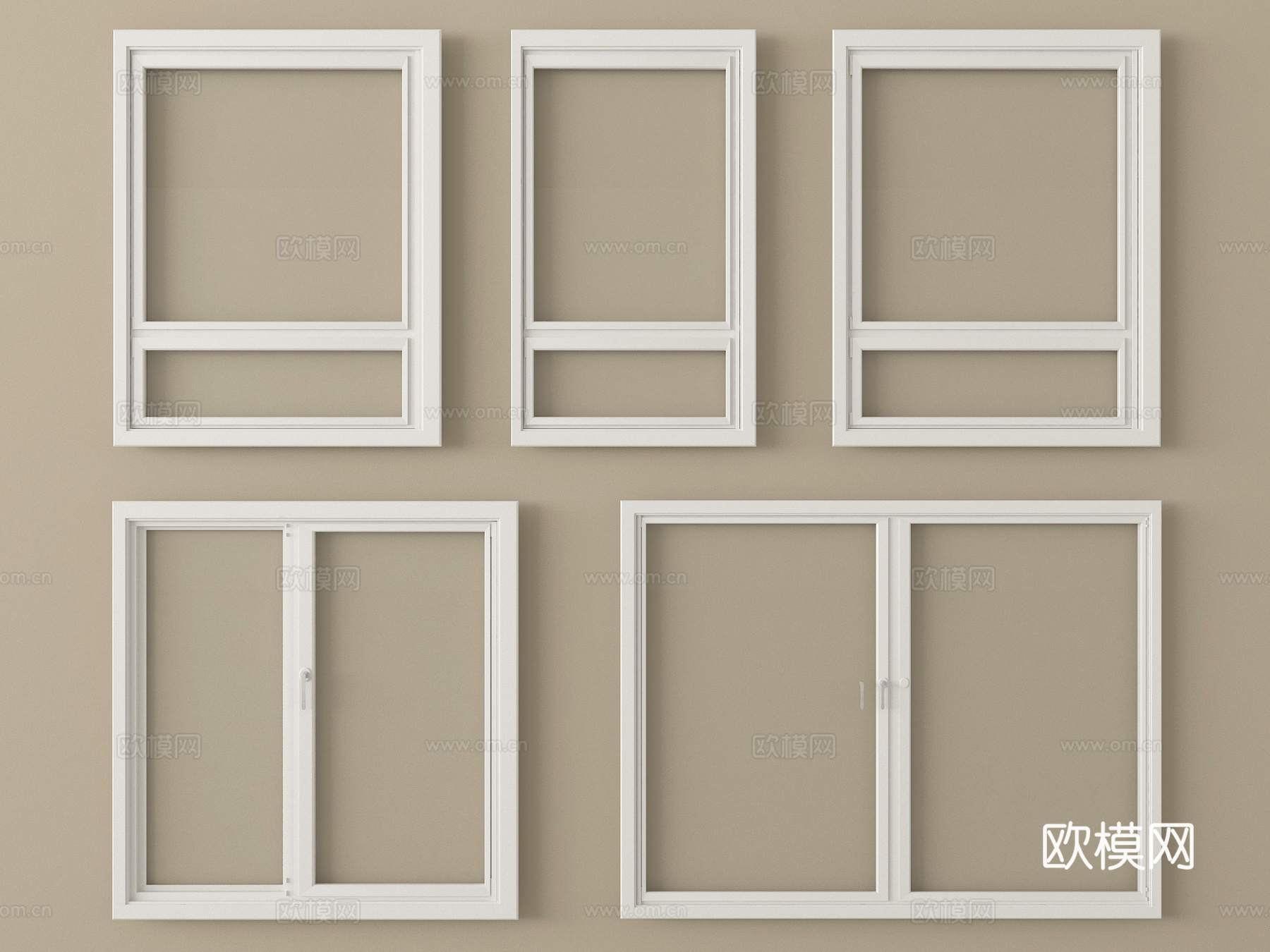 现代窗户组合 平开窗 阳台窗3d模型下载