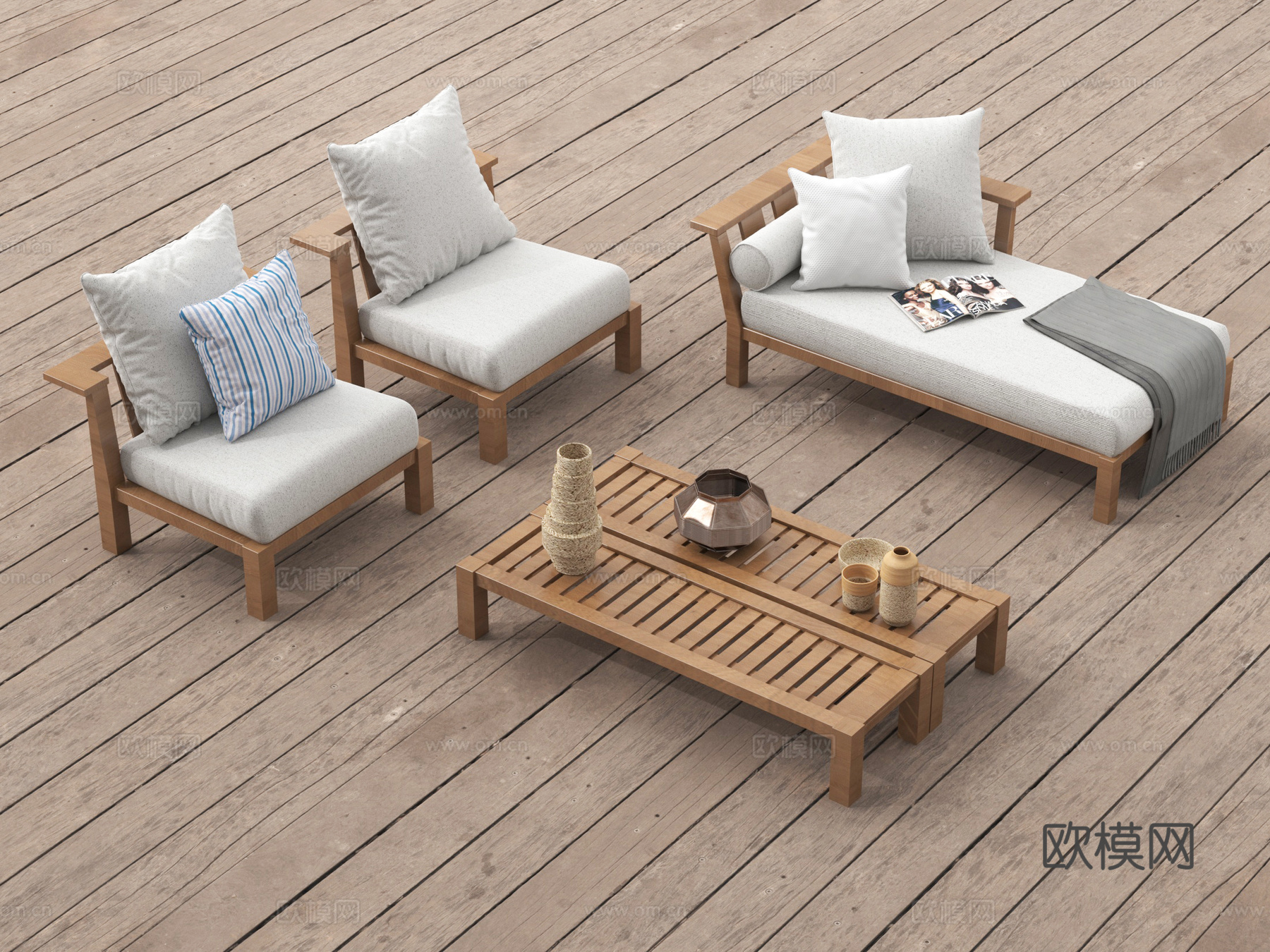 侘寂风沙发组合 户外沙发 单人沙发 围炉煮茶su模型