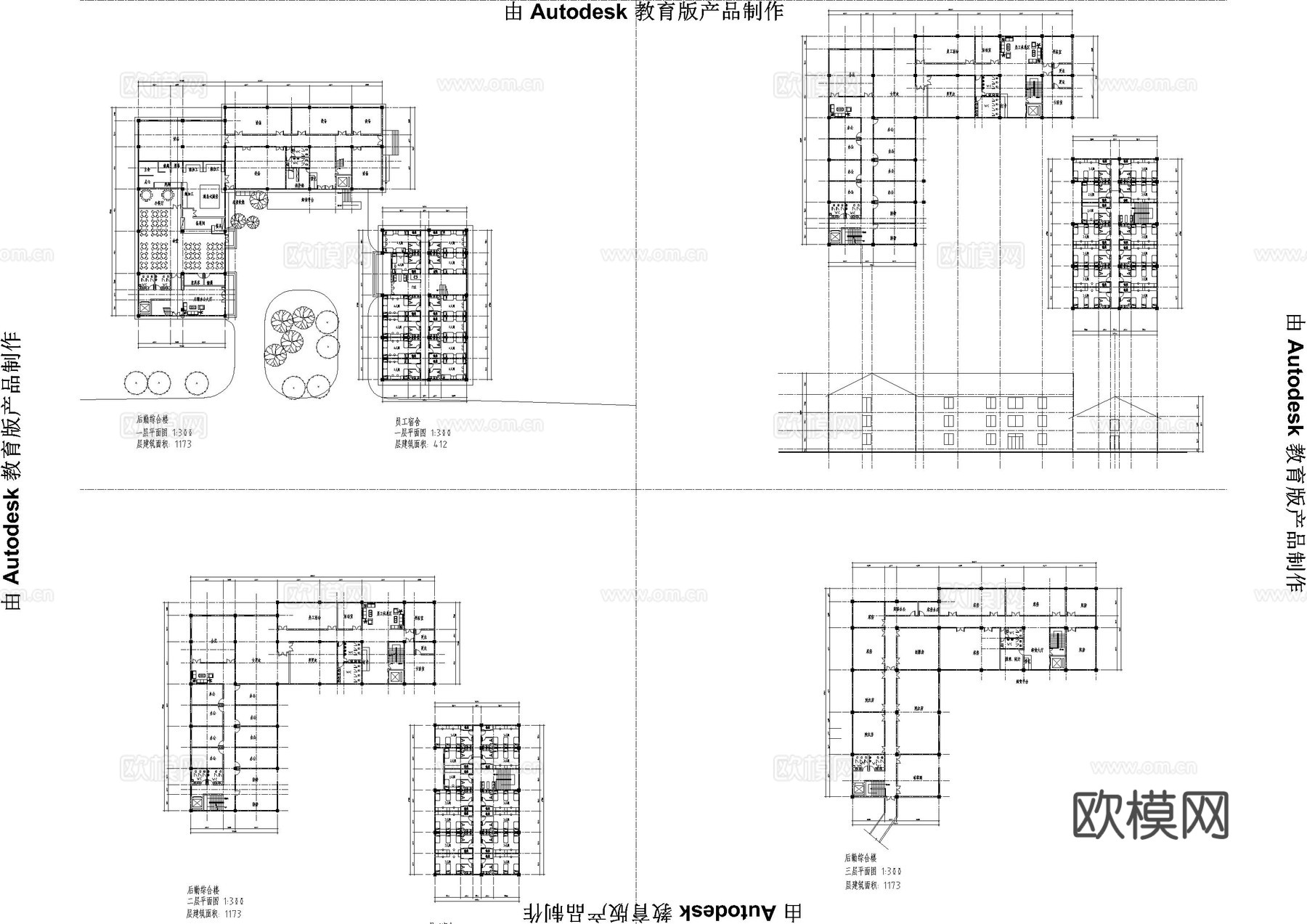 新中式民宿建筑平面方案cad施工图
