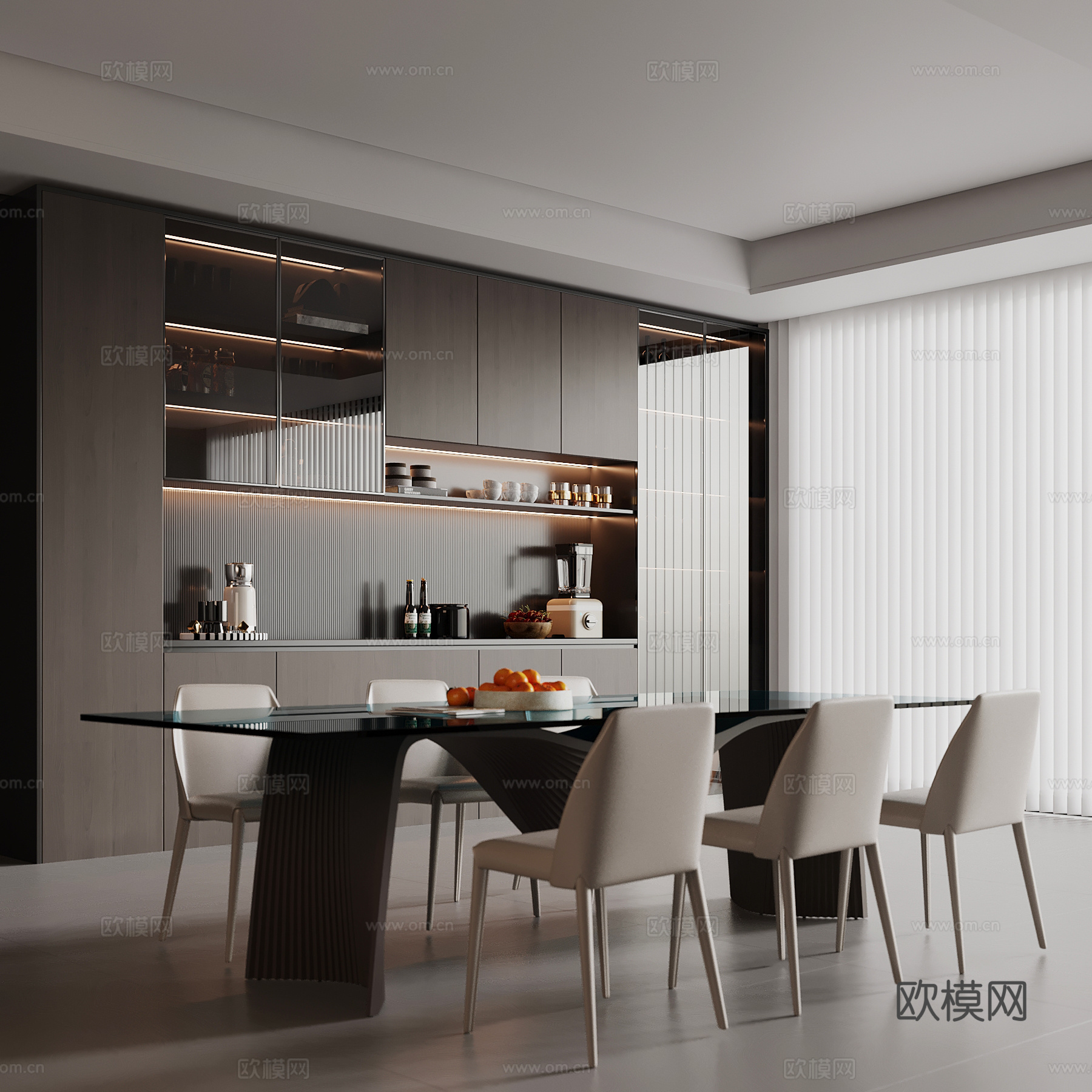 意式餐厅su模型