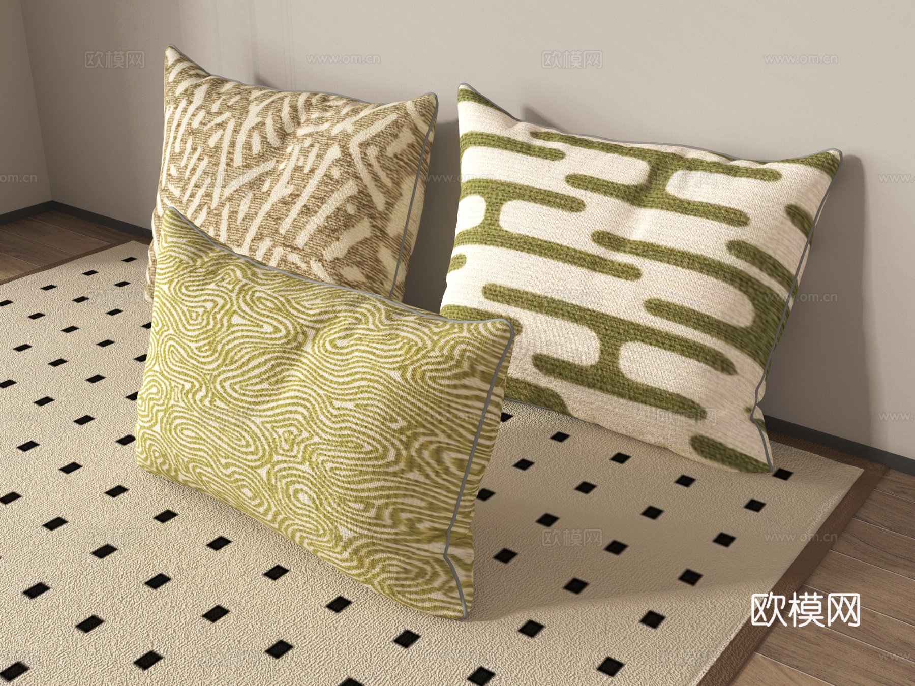 现代抱枕 布艺软装 抱枕组合 沙发抱枕 靠枕su模型