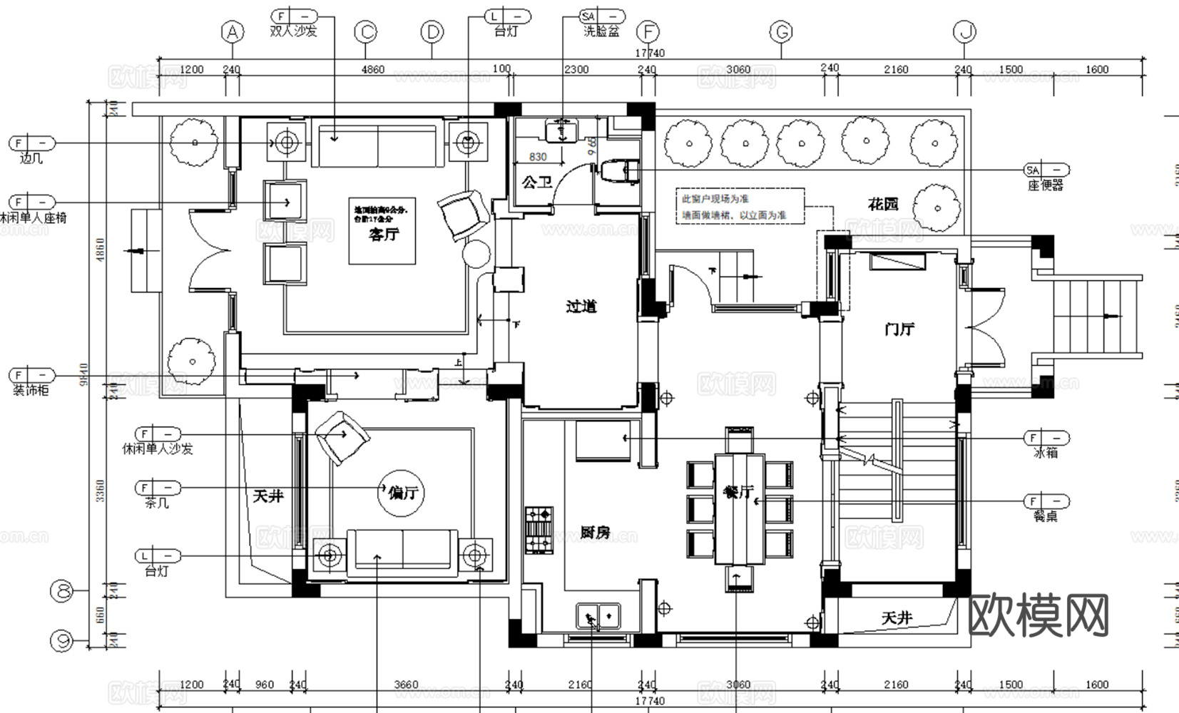 10套欧式古典风格住宅样板间大平层别墅复式CAD施工图效果图cad施工图