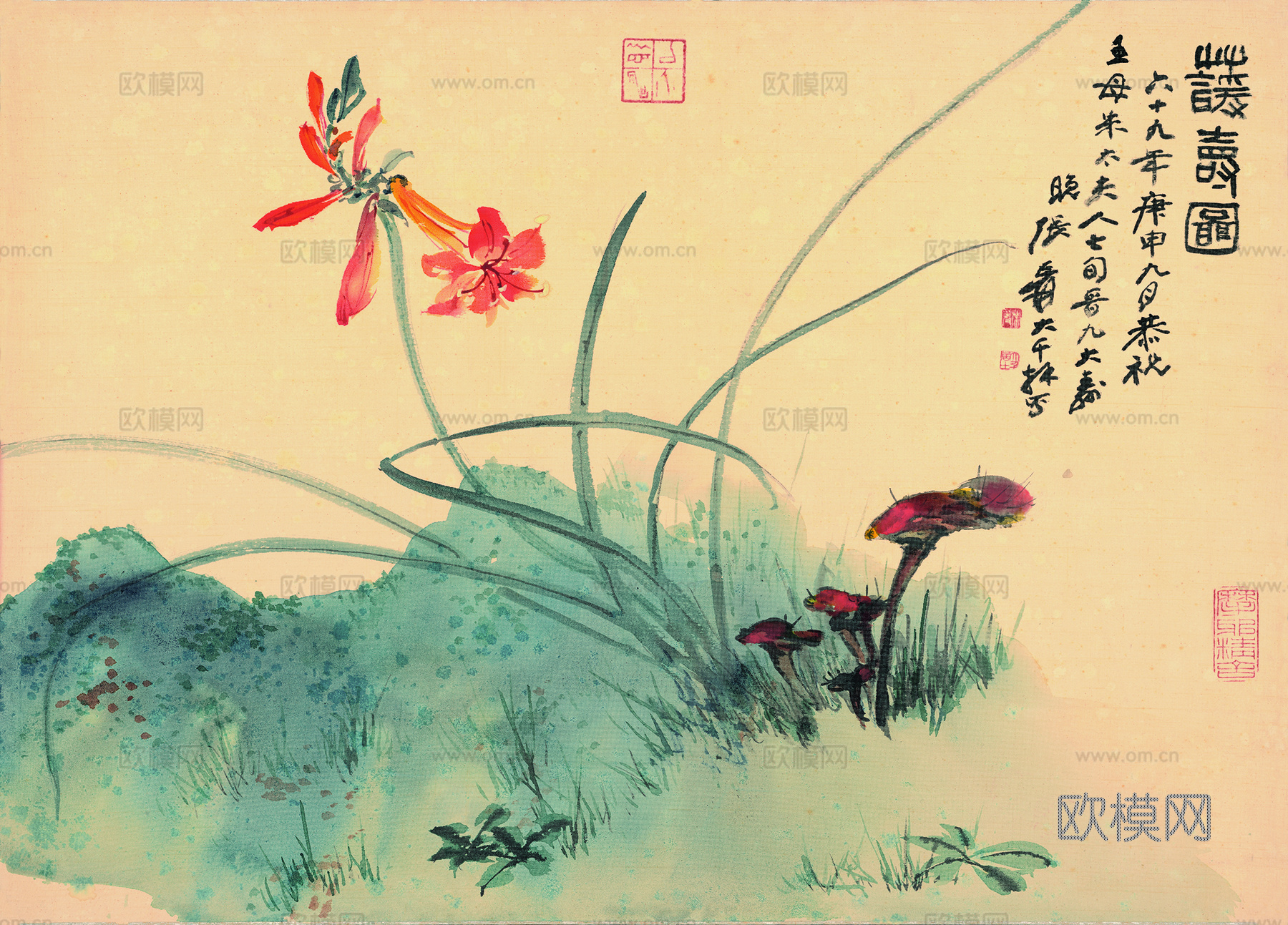 张大千绘画作品，中国近现代水墨画，写意水墨画纸本