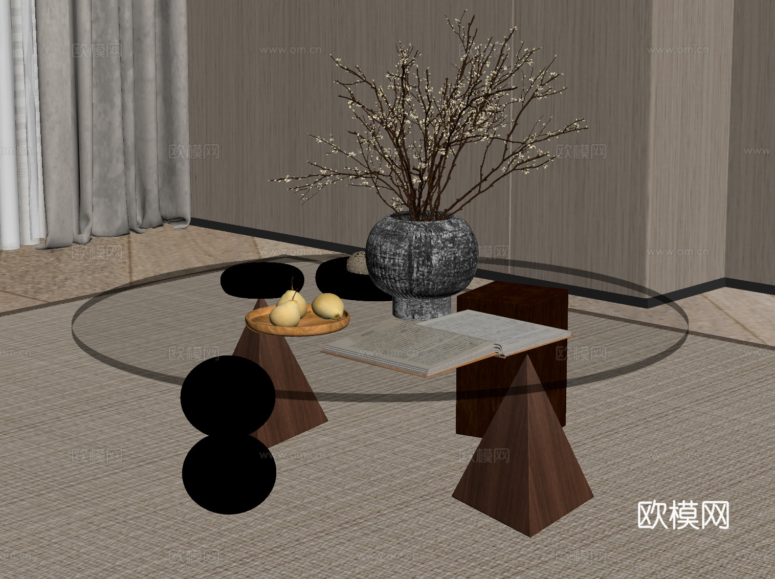 中古风茶几su模型