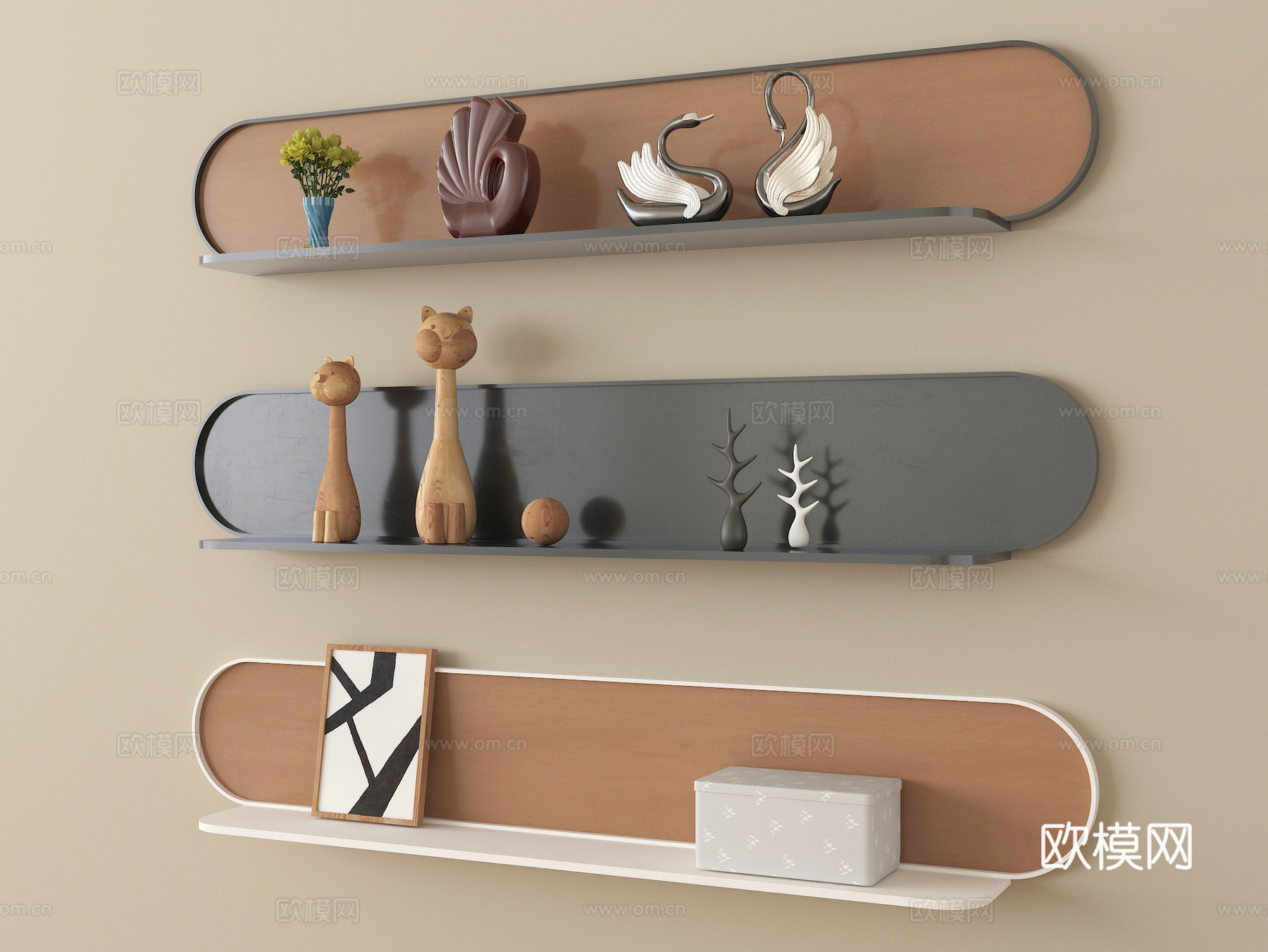 现代墙饰挂件 立体墙饰 摆件su模型