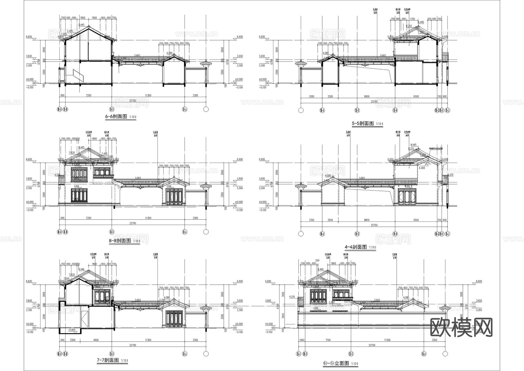 桃李两层民宿建筑施工图cad施工图