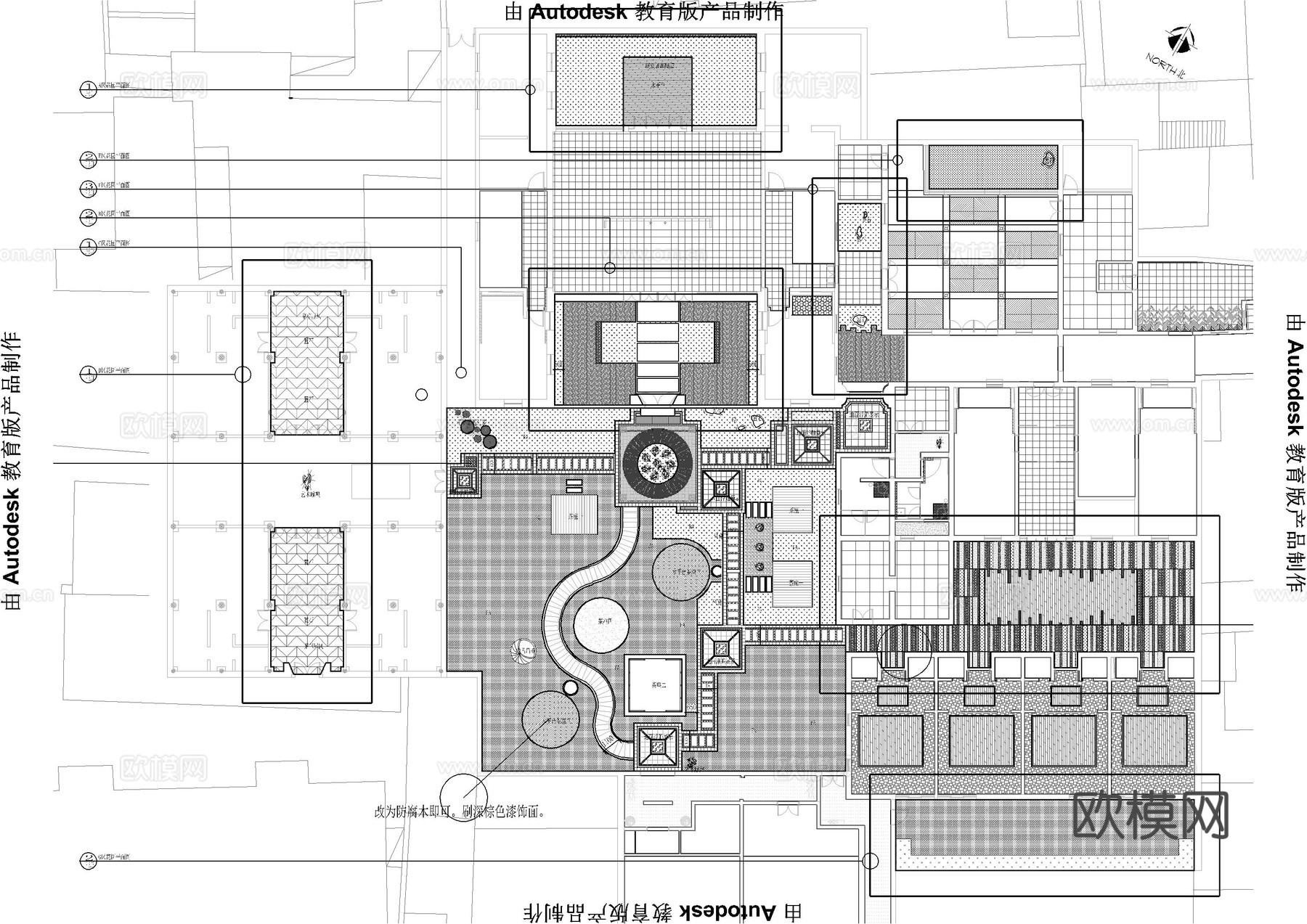 园林古镇施工图cad施工图