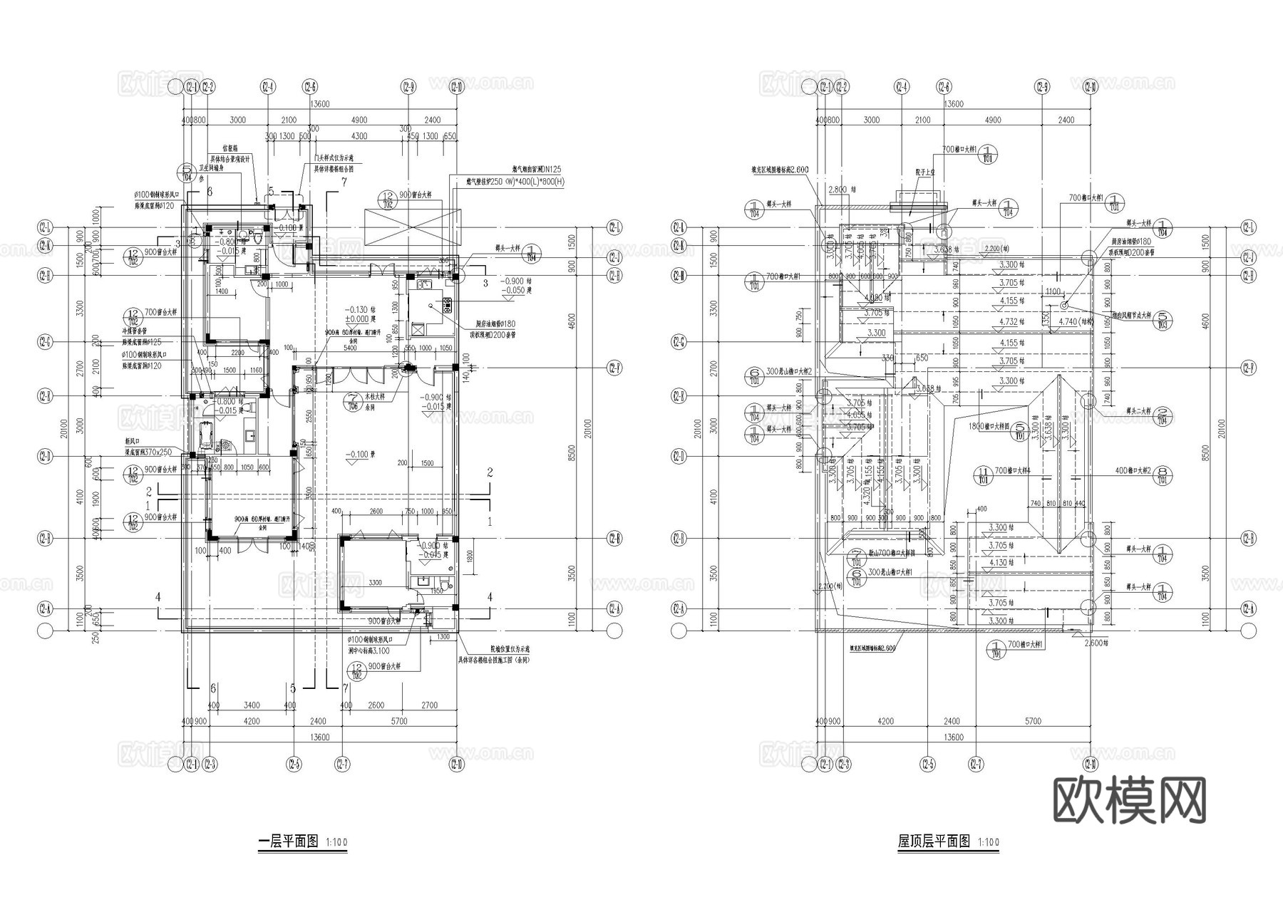 单层民宿建筑施工图cad施工图