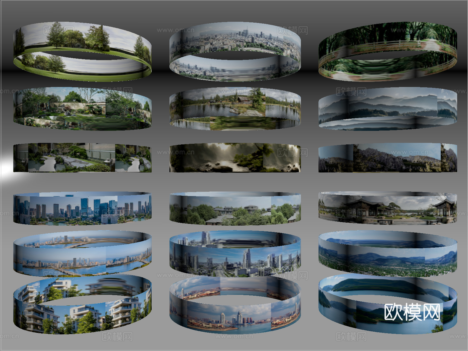 现代环绕背景 户外背景 城市植被环绕背景su模型下载（渲染图2）